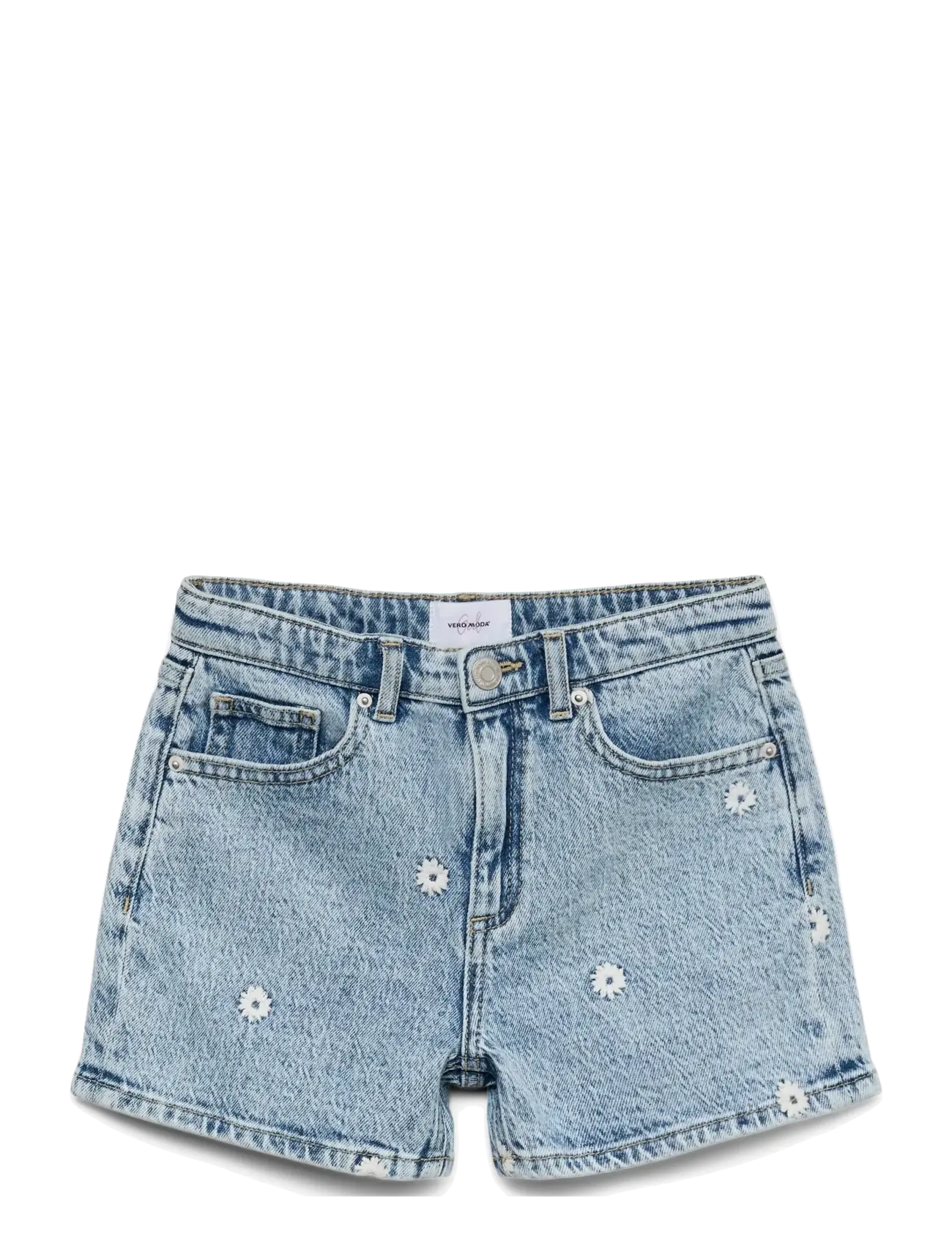 Vero Moda Girl VMTESS SHORT EMB DNM SHORTS RA339 GIRL - Barn 2-8 år - LIGHT BLUE DENIM / blue