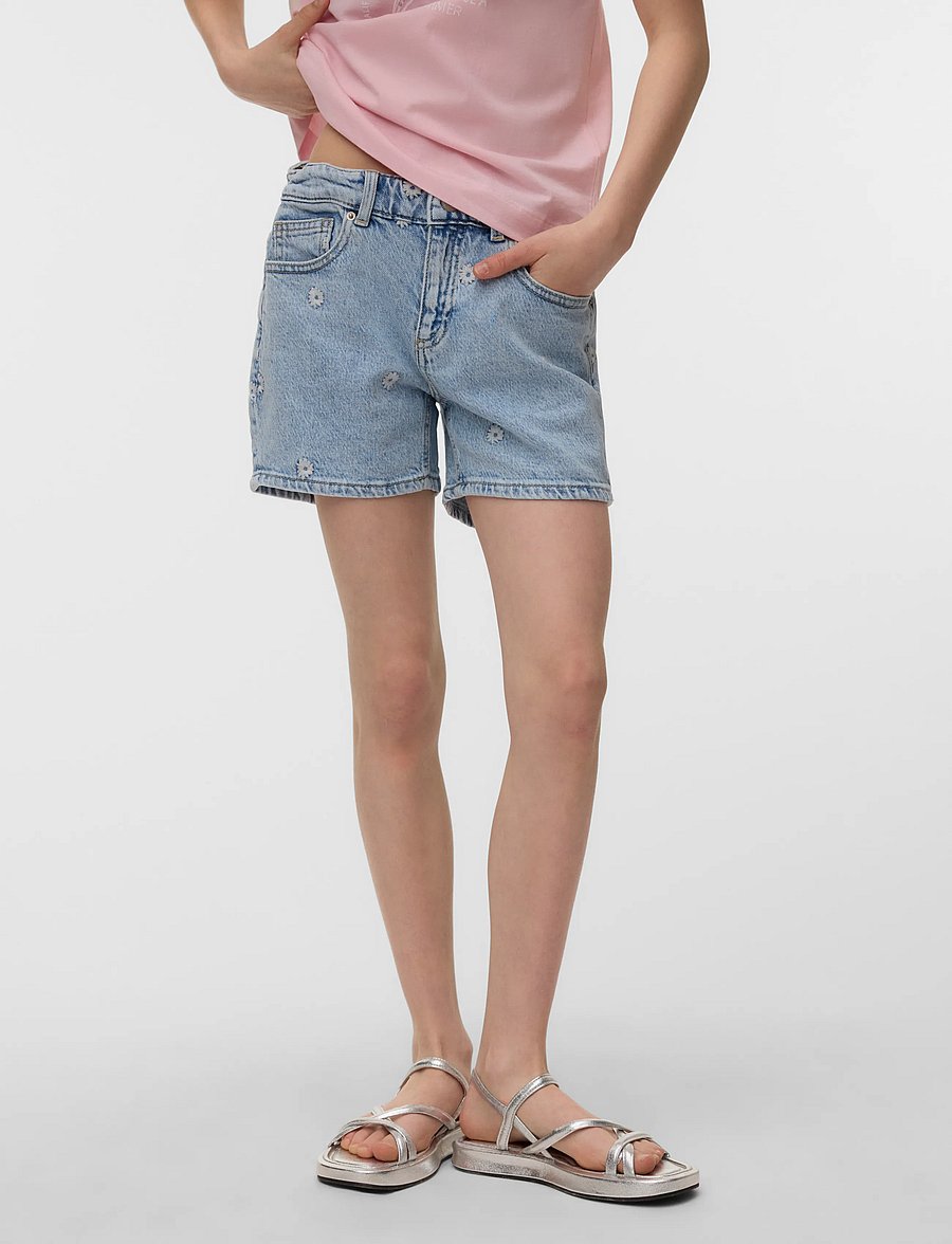 Vero Moda Girl - VMTESS SHORT EMB DNM SHORTS RA339 GIRL - jeansshorts - light blue denim - 3