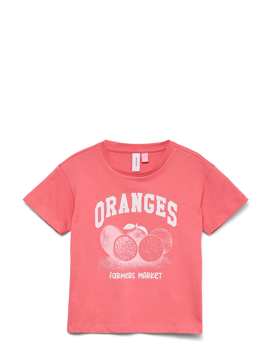 Vero Moda Girl - VMLINDA CATY SS TOP BOX GIRL - kortärmade t-shirts - coral paradise - 1