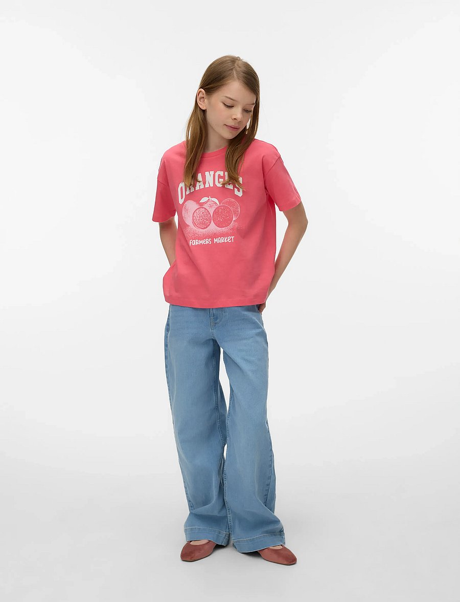 Vero Moda Girl - VMLINDA CATY SS TOP BOX GIRL - kortärmade t-shirts - coral paradise - 0