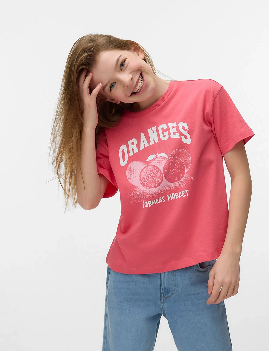 Vero Moda Girl - VMLINDA CATY SS TOP BOX GIRL - kortärmade t-shirts - coral paradise - 4
