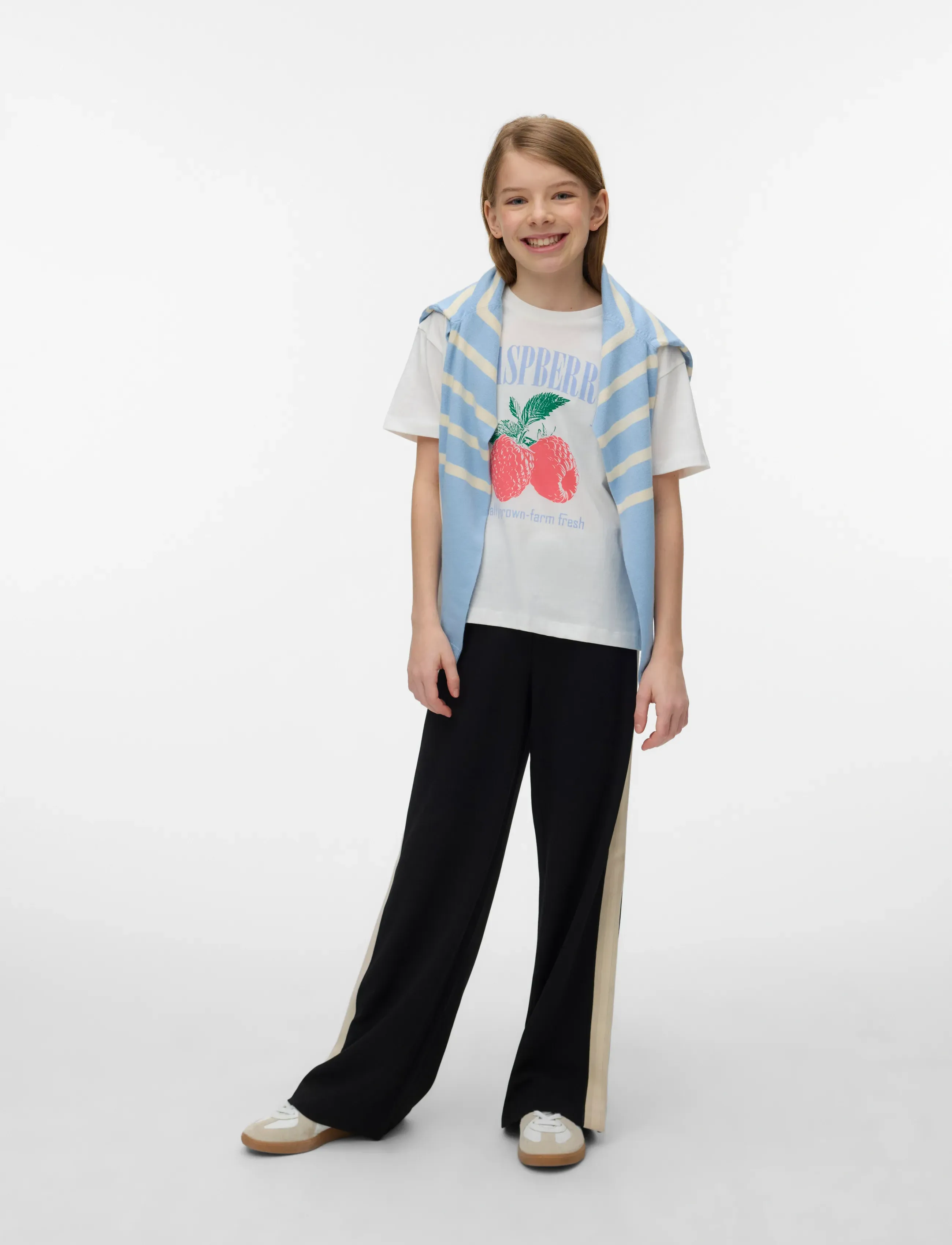 Vero Moda Girl VMLINDA CATY SS TOP BOX GIRL - Kortærmede T-shirts - SNOW WHITE / cream