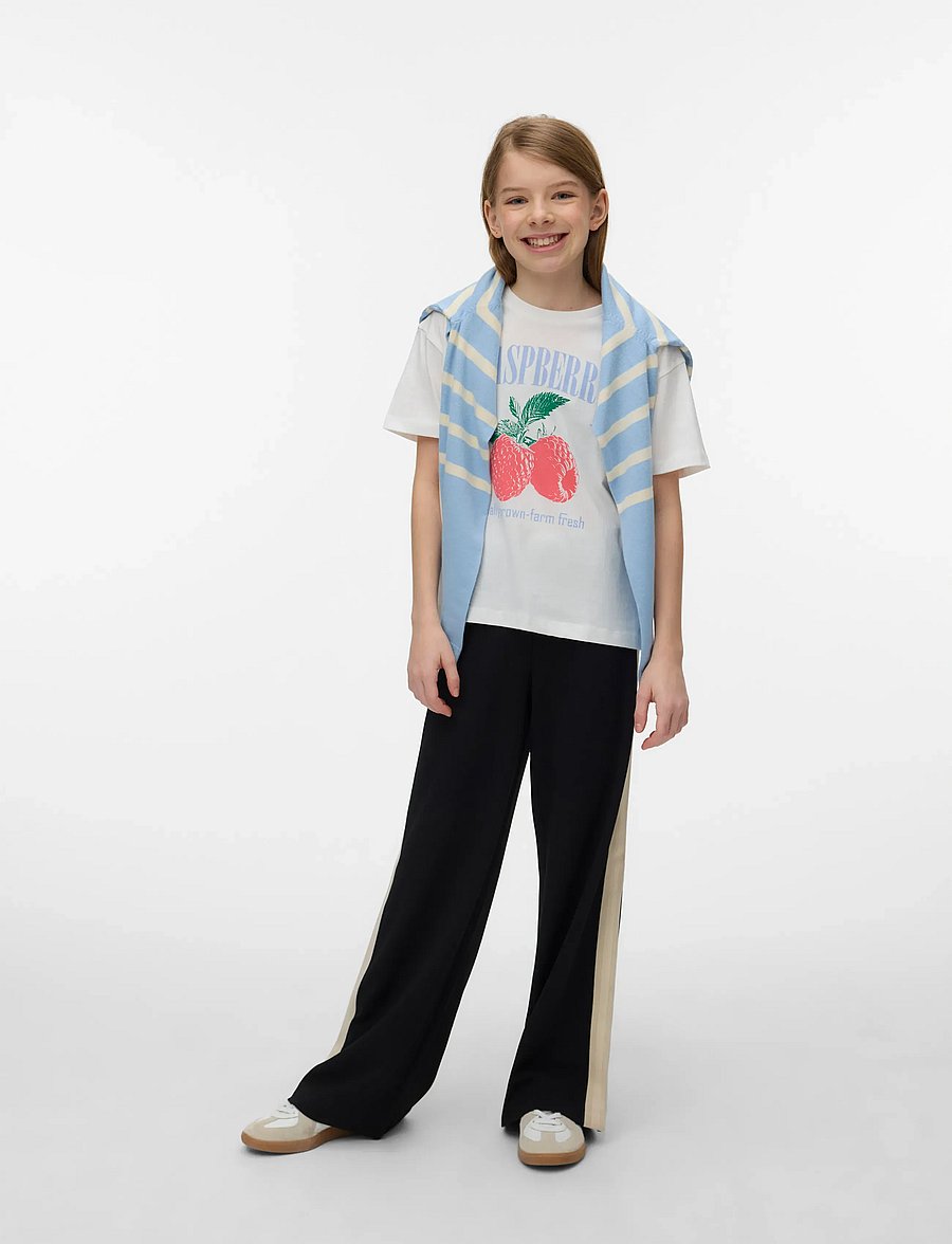 Vero Moda Girl - VMLINDA CATY SS TOP BOX GIRL - lühikeste varrukatega t-särgid - snow white - 0