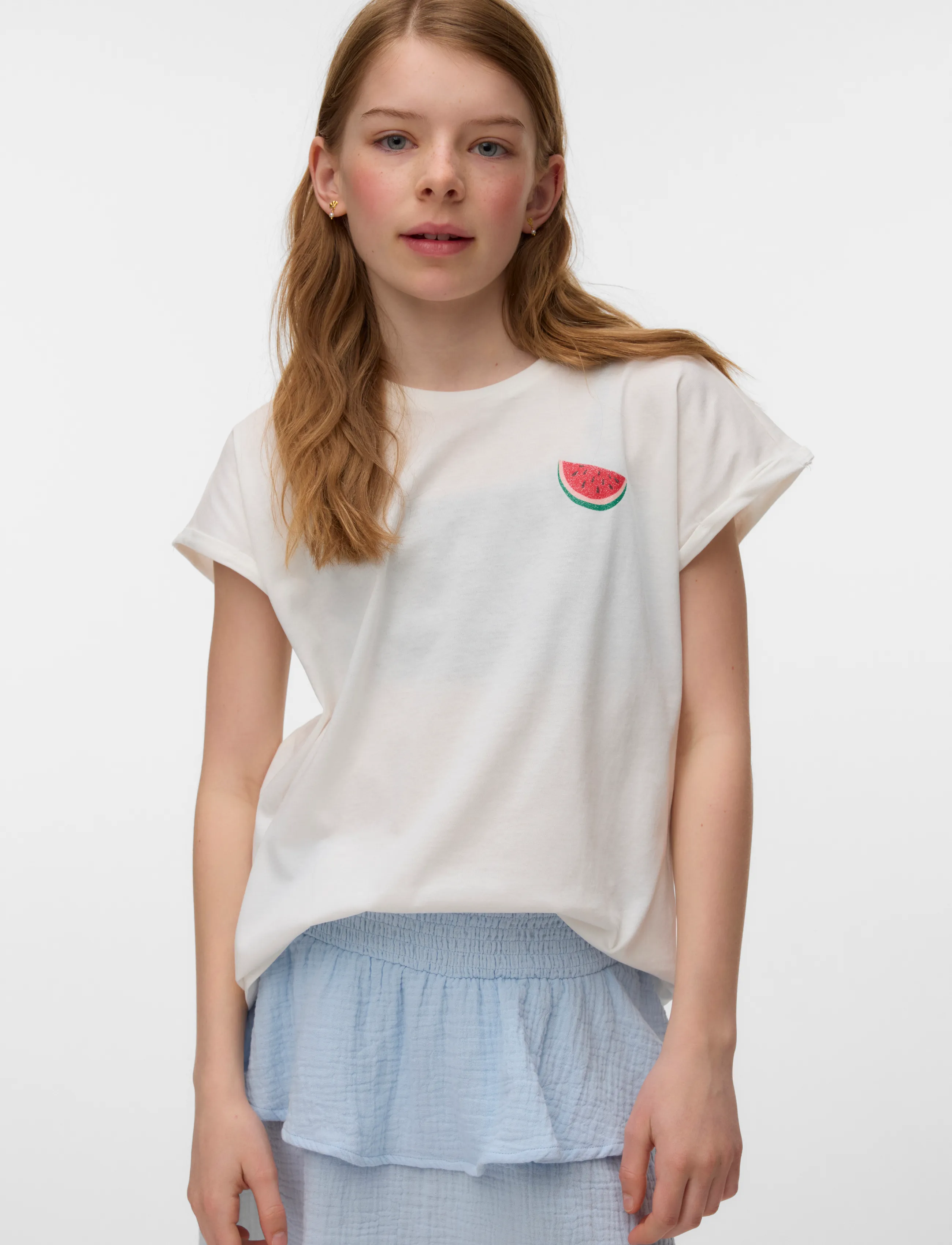 Vero Moda Girl - VMNANNA AVA SS TOP BOX JRS GIRL - kortærmede t-shirts - snow white - 3