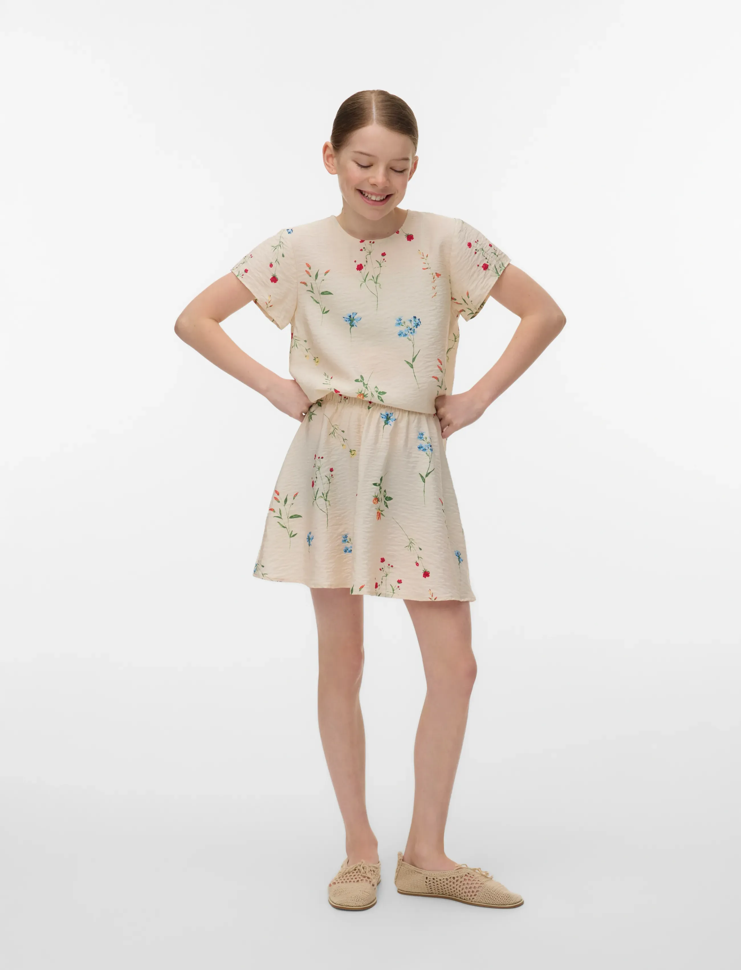Vero Moda Girl VMJOSIE SKIRT WVN GIRL - Kjoler & Nederdele - BIRCH / cream