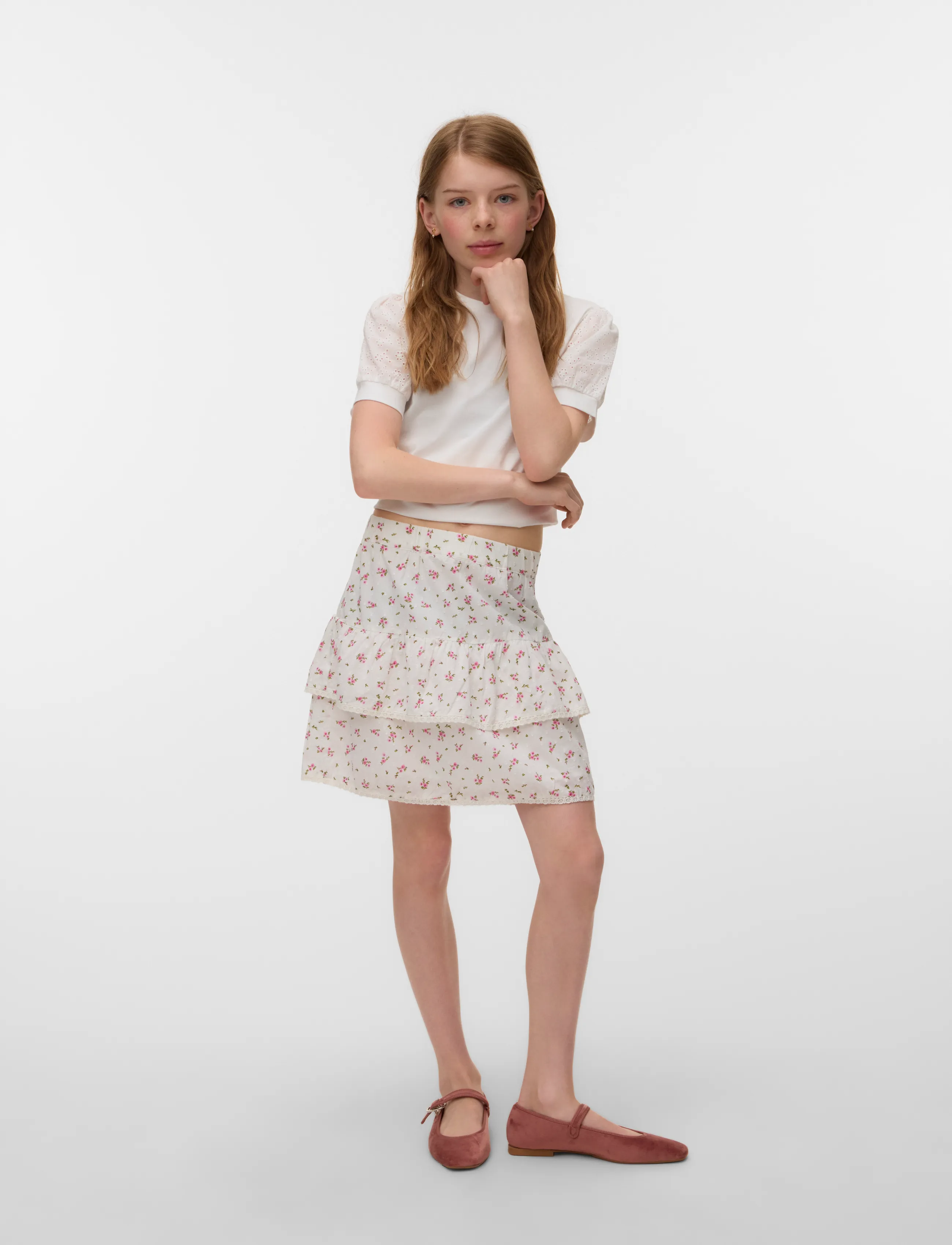 Vero Moda Girl VMTRINE SHORT SKIRT WVN GIRL - Kjolar - SNOW WHITE / white