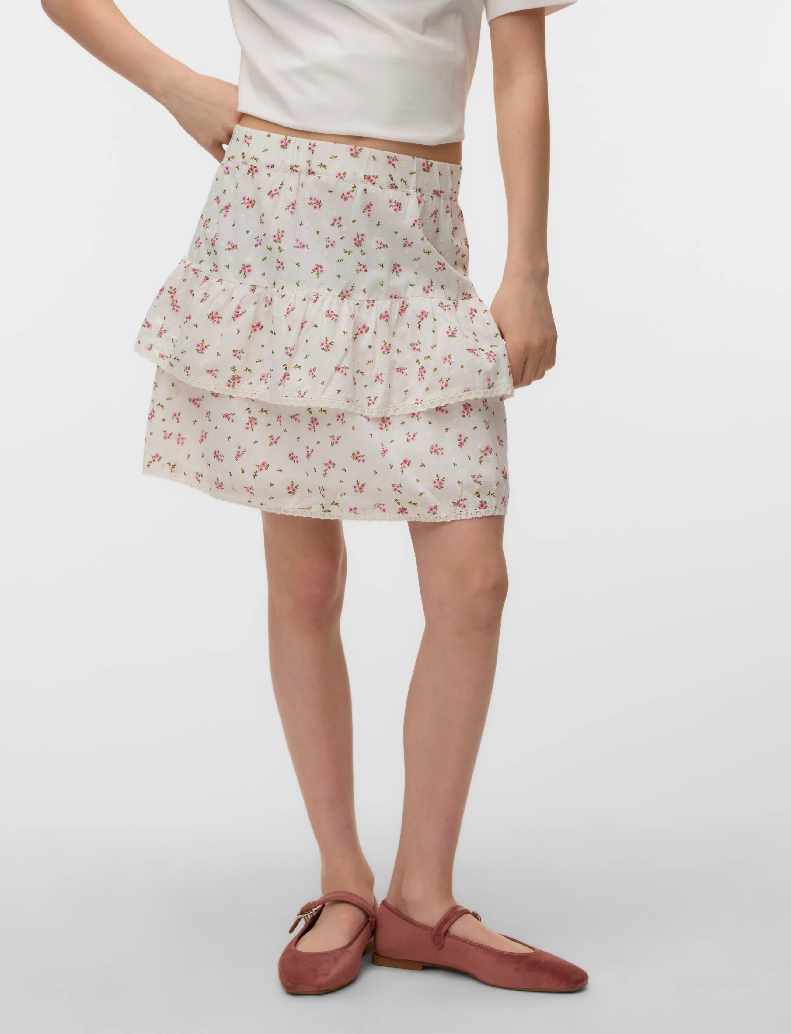 Vero Moda Girl - VMTRINE SHORT SKIRT WVN GIRL - korte nederdele - snow white - 4