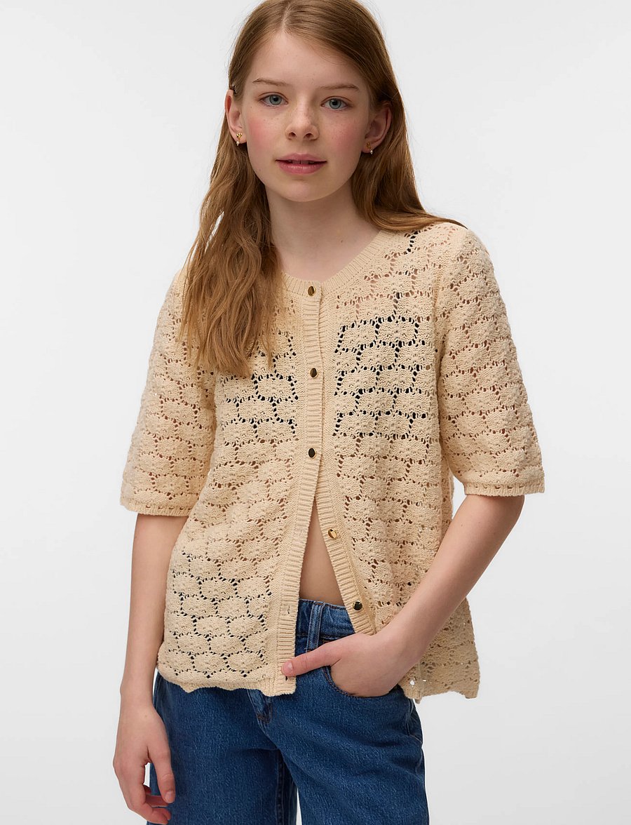 Vero Moda Girl - VMKORA 2/4 O-NECK BUTTON CARDIGAN GIRL - gilets - birch - 3