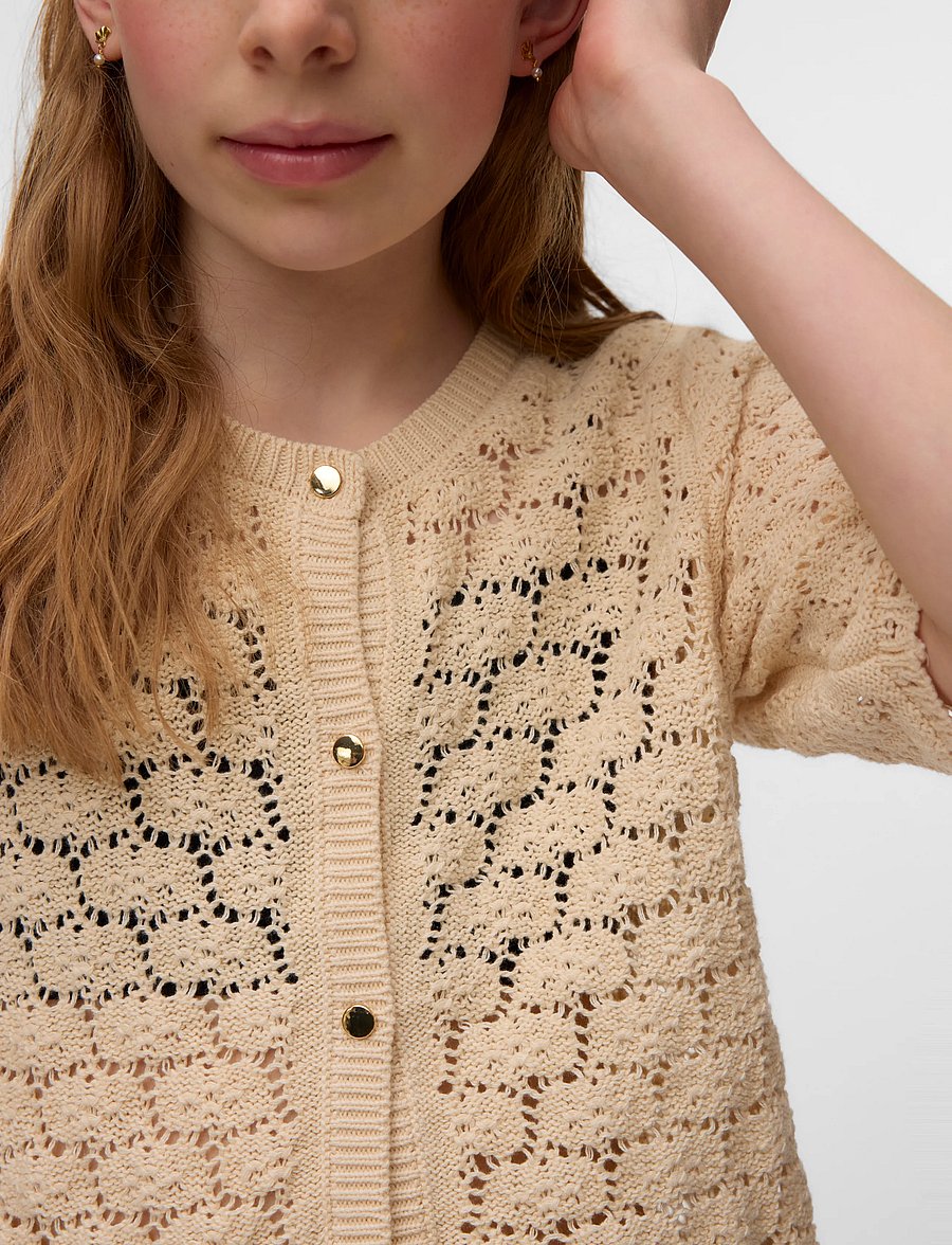 Vero Moda Girl - VMKORA 2/4 O-NECK BUTTON CARDIGAN GIRL - gilets - birch - 4