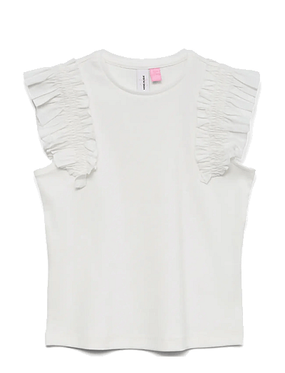 Vero Moda Girl VMTINNA CS O-NECK TOP JRS GIRL - Oberteile & T-Shirts - SNOW WHITE / white