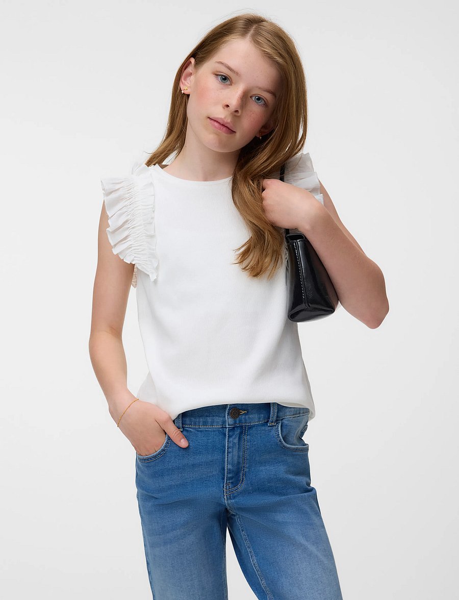 Vero Moda Girl - VMTINNA CS O-NECK TOP JRS GIRL - koszulki na ramiączkach - snow white - 3
