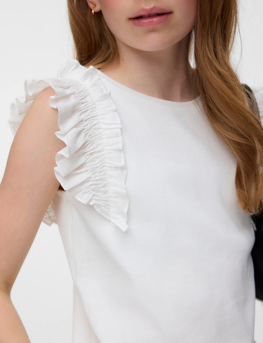 Vero Moda Girl - VMTINNA CS O-NECK TOP JRS GIRL - koszulki na ramiączkach - snow white - 4