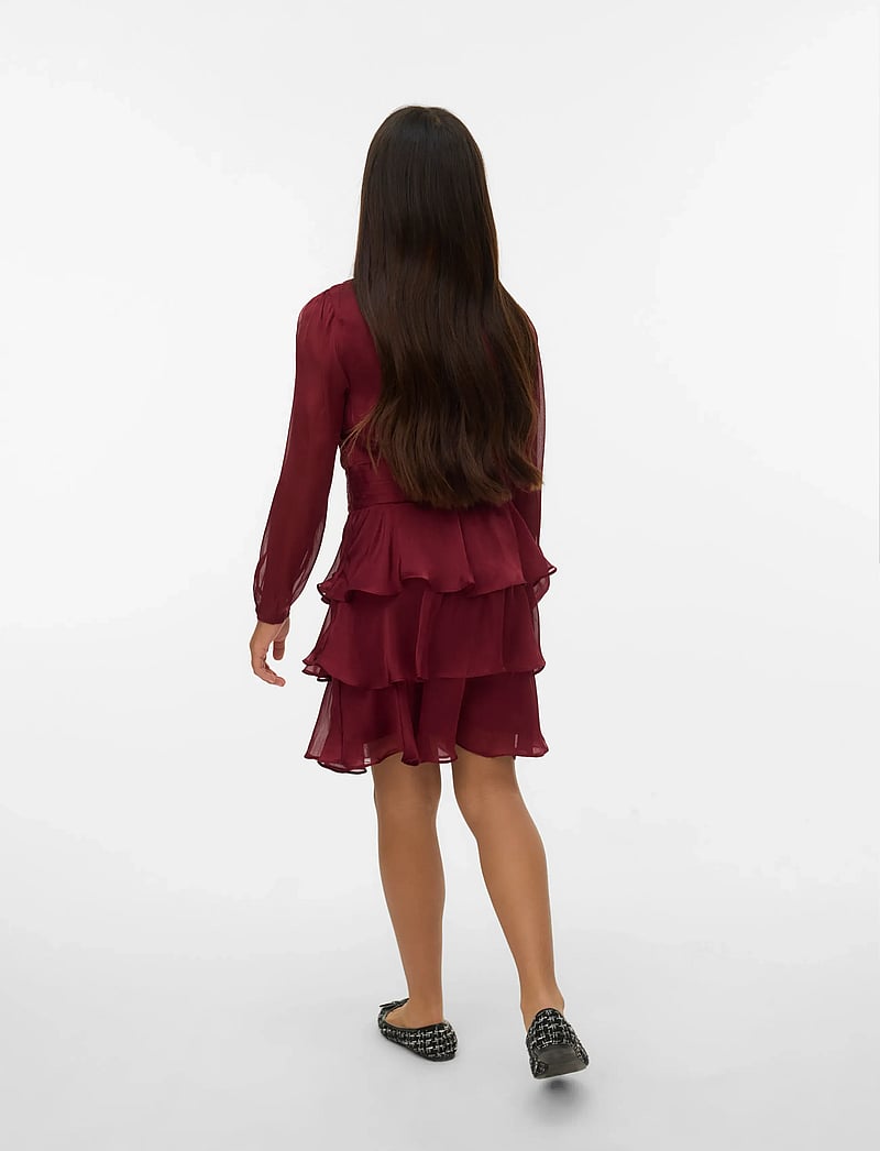 Vero Moda Girl - VMLAUREN LS SHORT DRESS WVN GIRL - festklänningar - zinfandel - 2