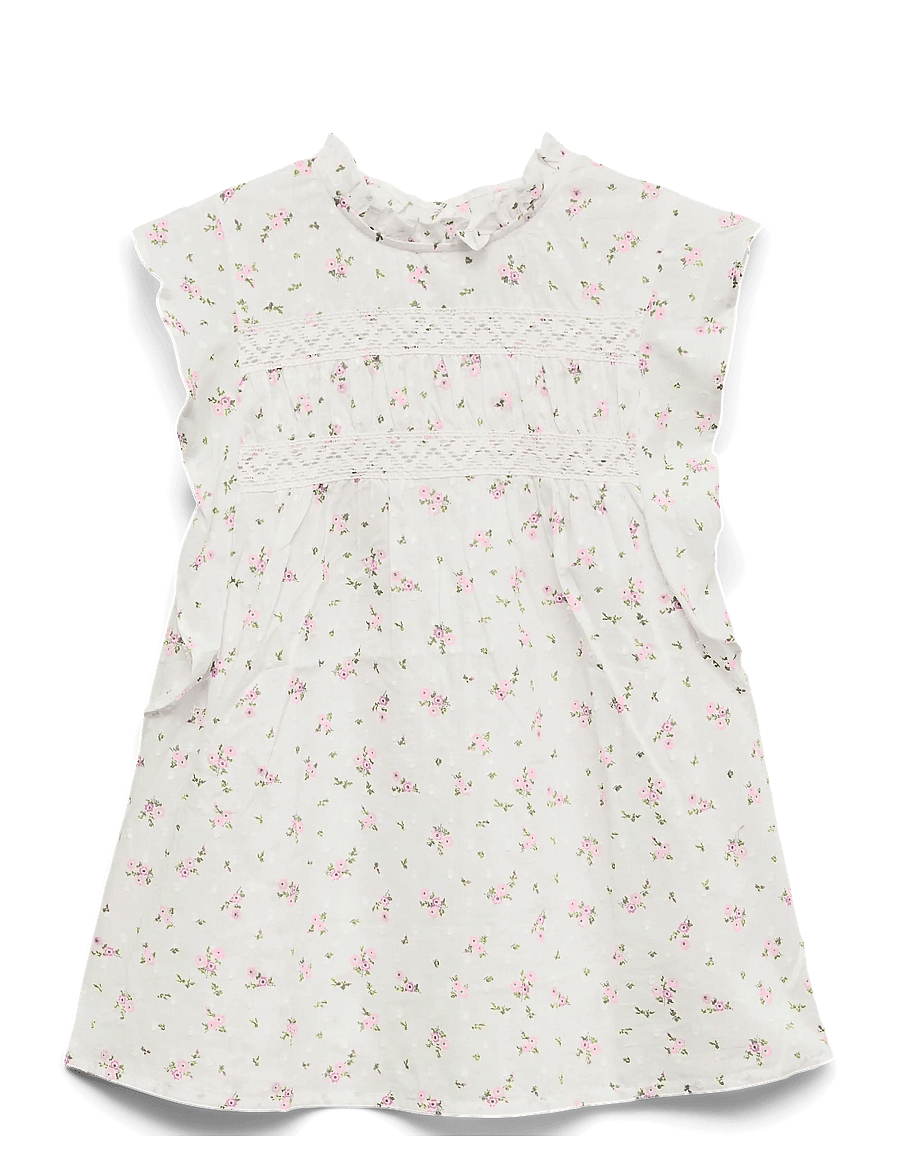 Vero Moda Girl - VMTRINE SL LACE TOP WVN GIRL - blusen & tuniken - snow white - 1