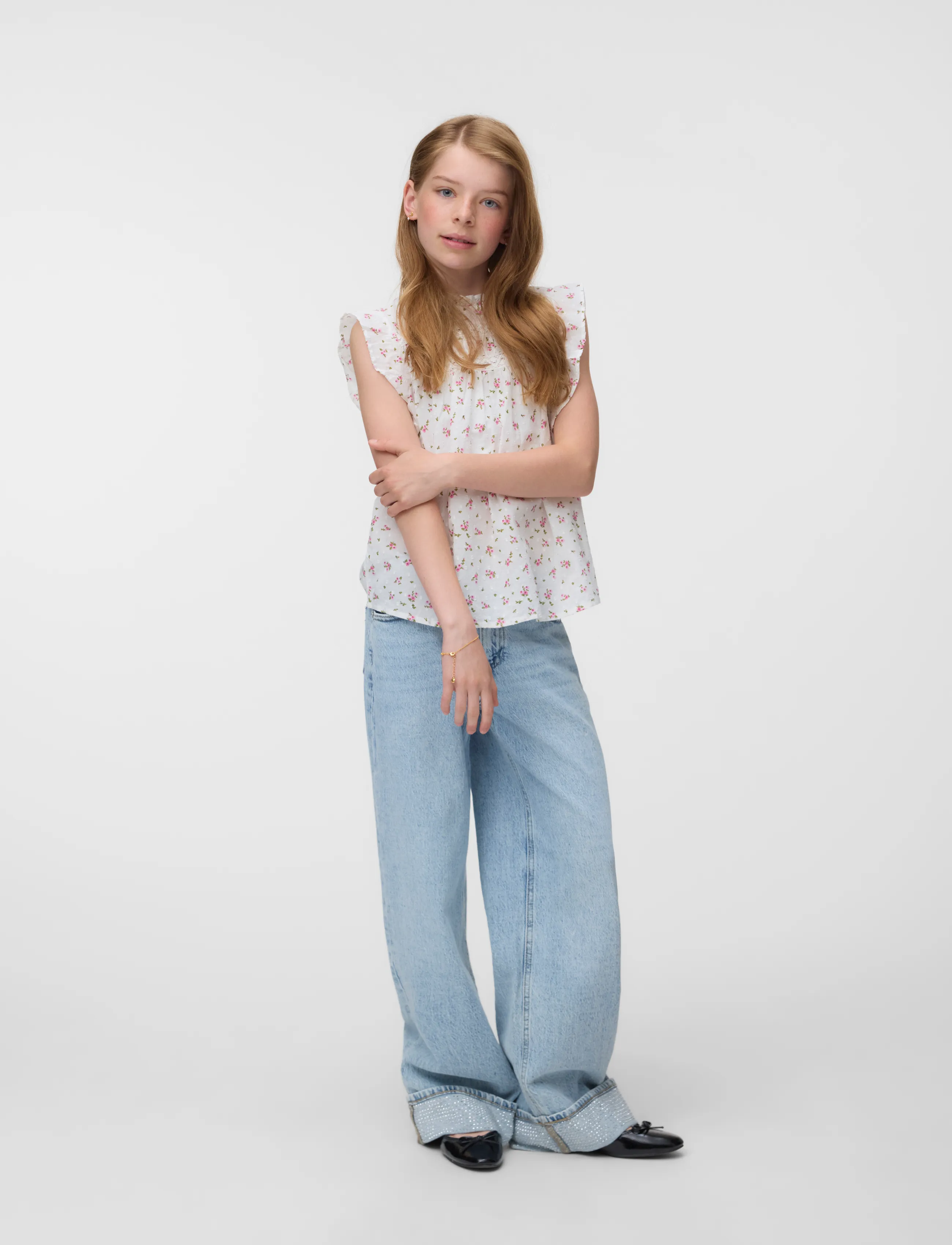 Vero Moda Girl Vmtrine Sl Lace Top Wvn Girl, 134, Oberteile, Weiß - Blouses & Tunics, Kinder