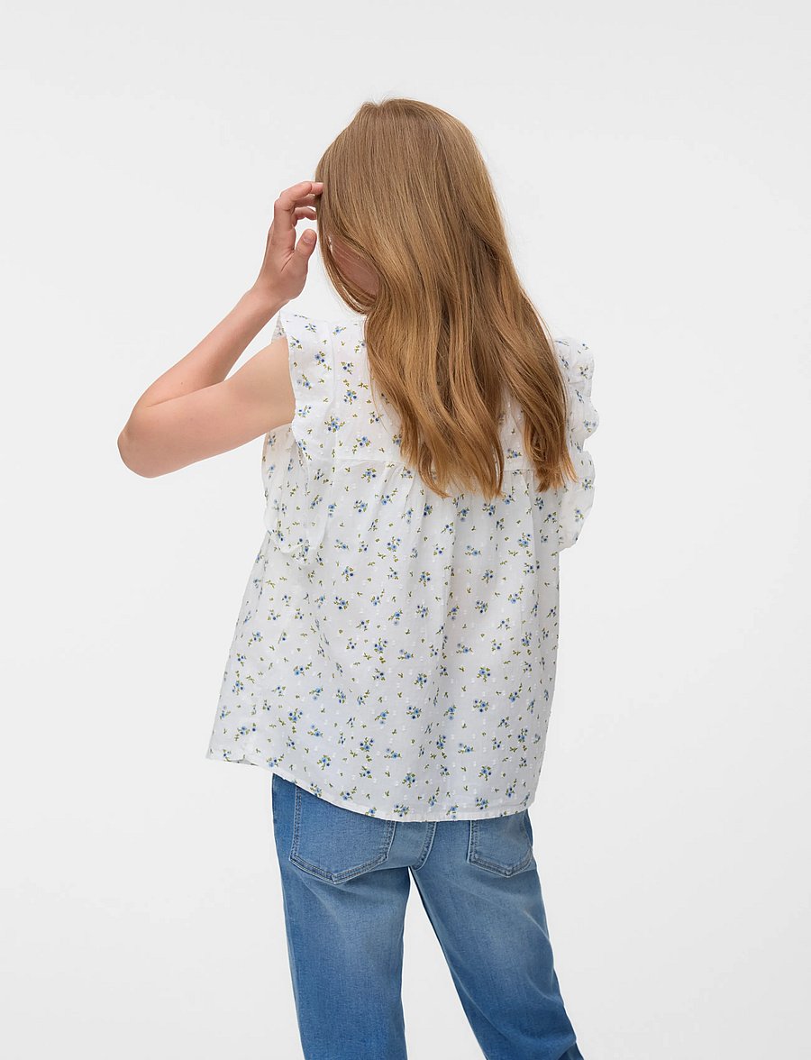 Vero Moda Girl - VMTRINE SL LACE TOP WVN GIRL - chemisiers & tuniques - snow white - 3