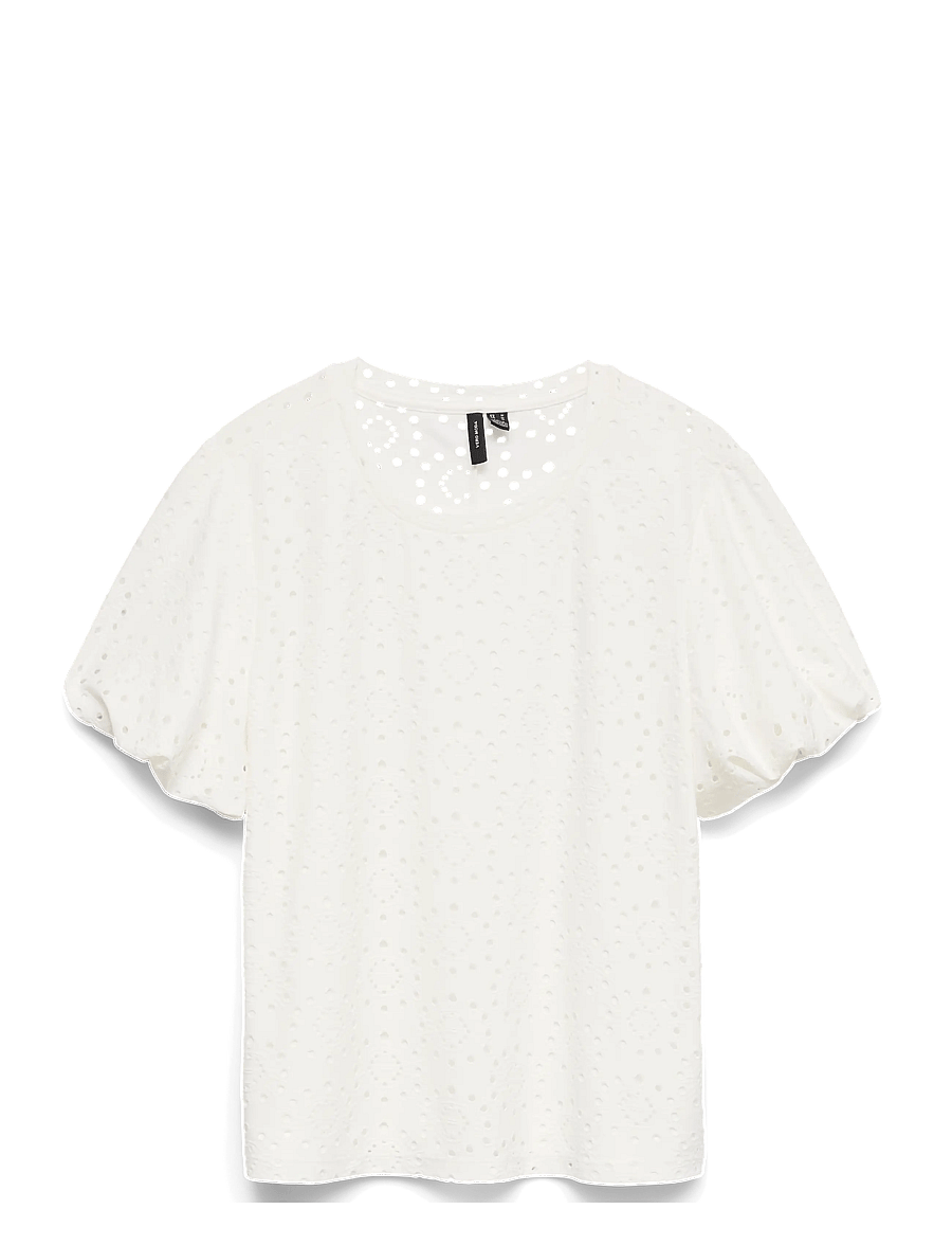 Vero Moda Girl - VMTASSA LIV BALLOON SLEEVE TOP JRS GIRL - kurzärmelige - snow white - 0