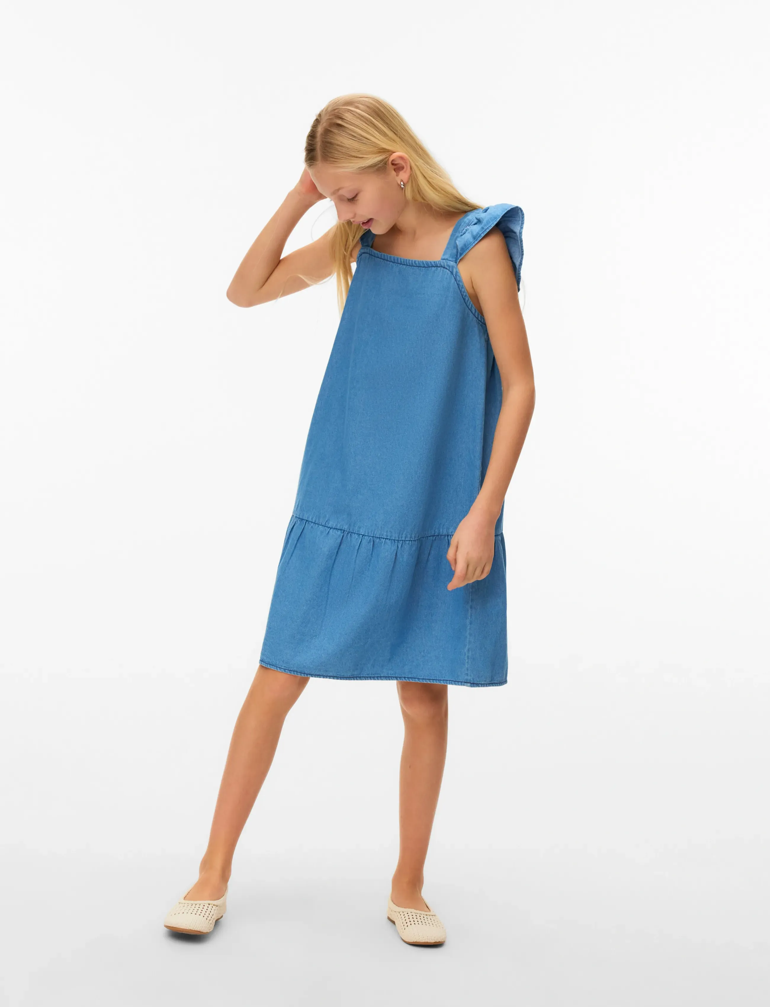 Vero Moda Girl VMHOLLY SL DRESS WVN GIRL - Klänningar & Kjolar - LIGHT BLUE DENIM / blue