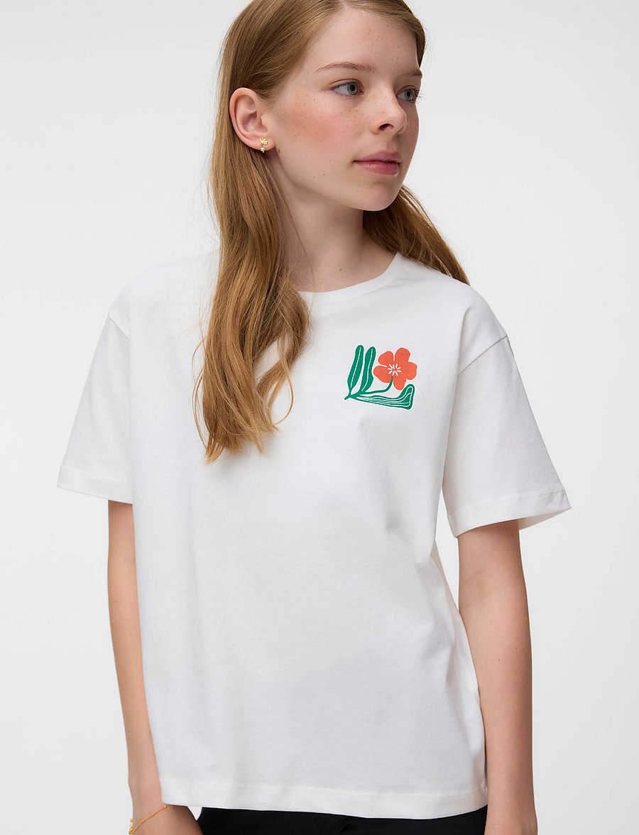 Vero Moda Girl - VMMARIANE CATY SS TOP BOX JRS GIRL - kurzärmelige - snow white - 4