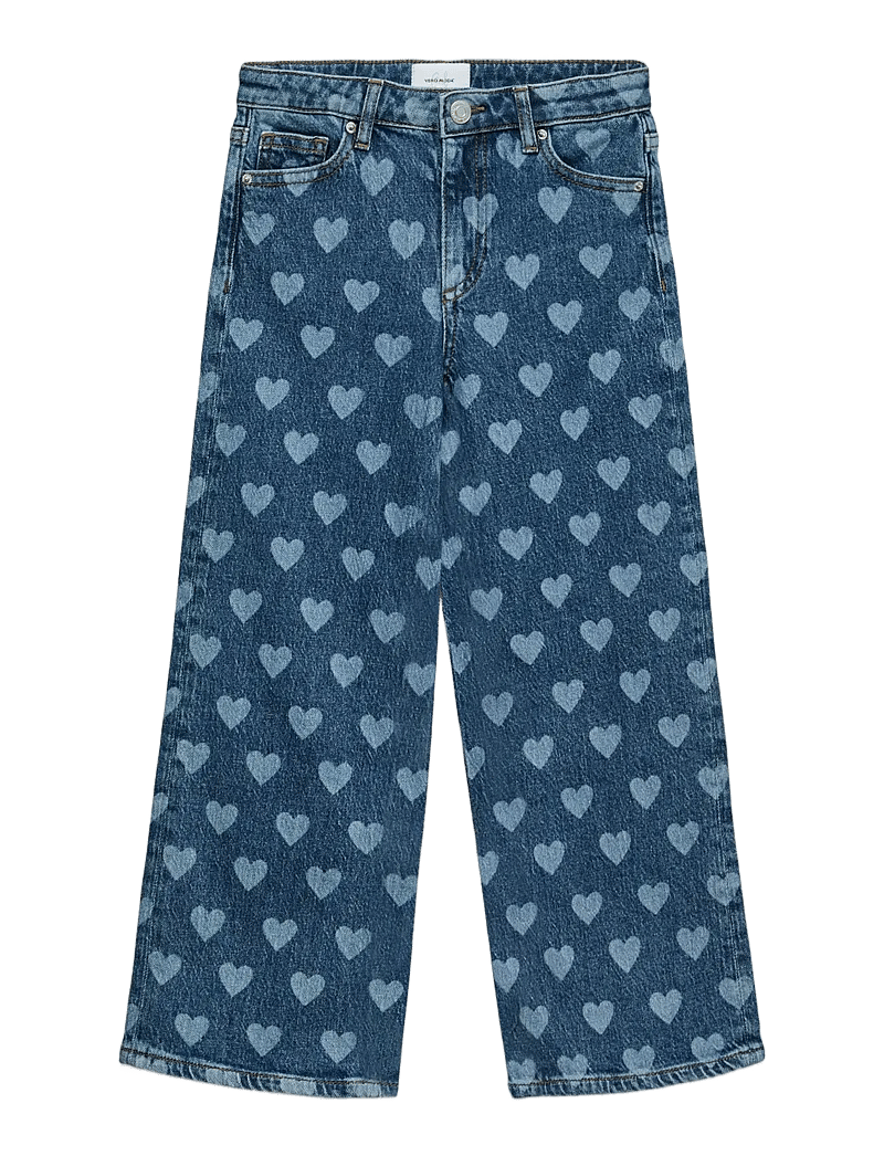 Vero Moda Girl - VMTESSA HR WIDE JEANS PRINT GA GIRL - hosen mit weitem bein - medium blue denim - 1