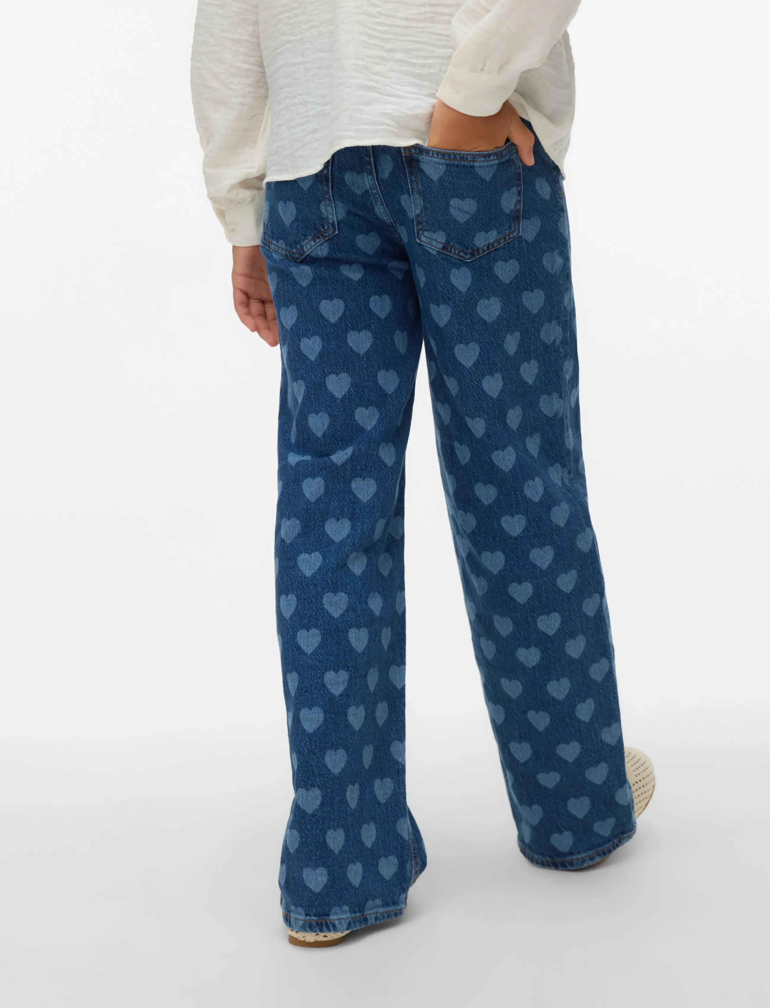 Vero Moda Girl - VMTESSA HR WIDE JEANS PRINT GA GIRL - pantalons larges - medium blue denim - 2