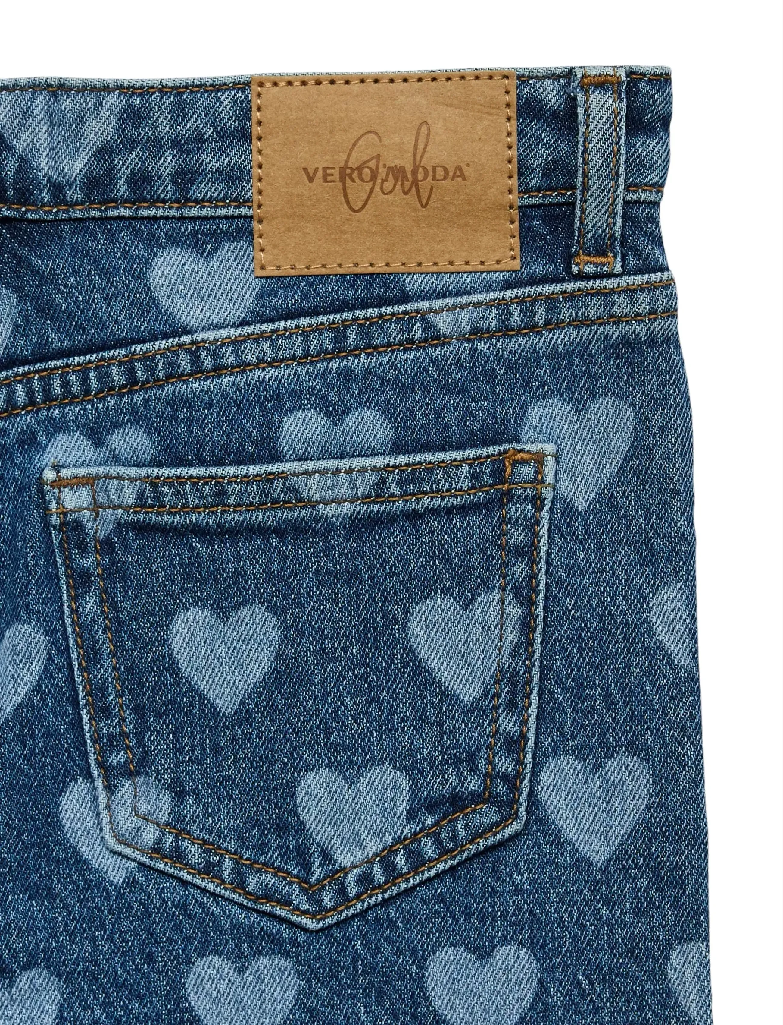 Vero Moda Girl - VMTESSA HR WIDE JEANS PRINT GA GIRL - pantalons larges - medium blue denim - 5