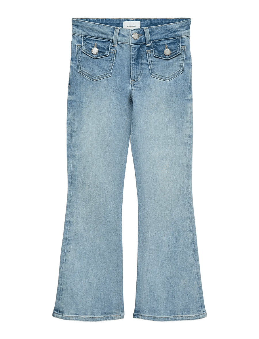 Vero Moda Girl - VMFLASH MR FLARED FRONT POCKET J GIRL - alt laienevad teksad - light blue denim - 1