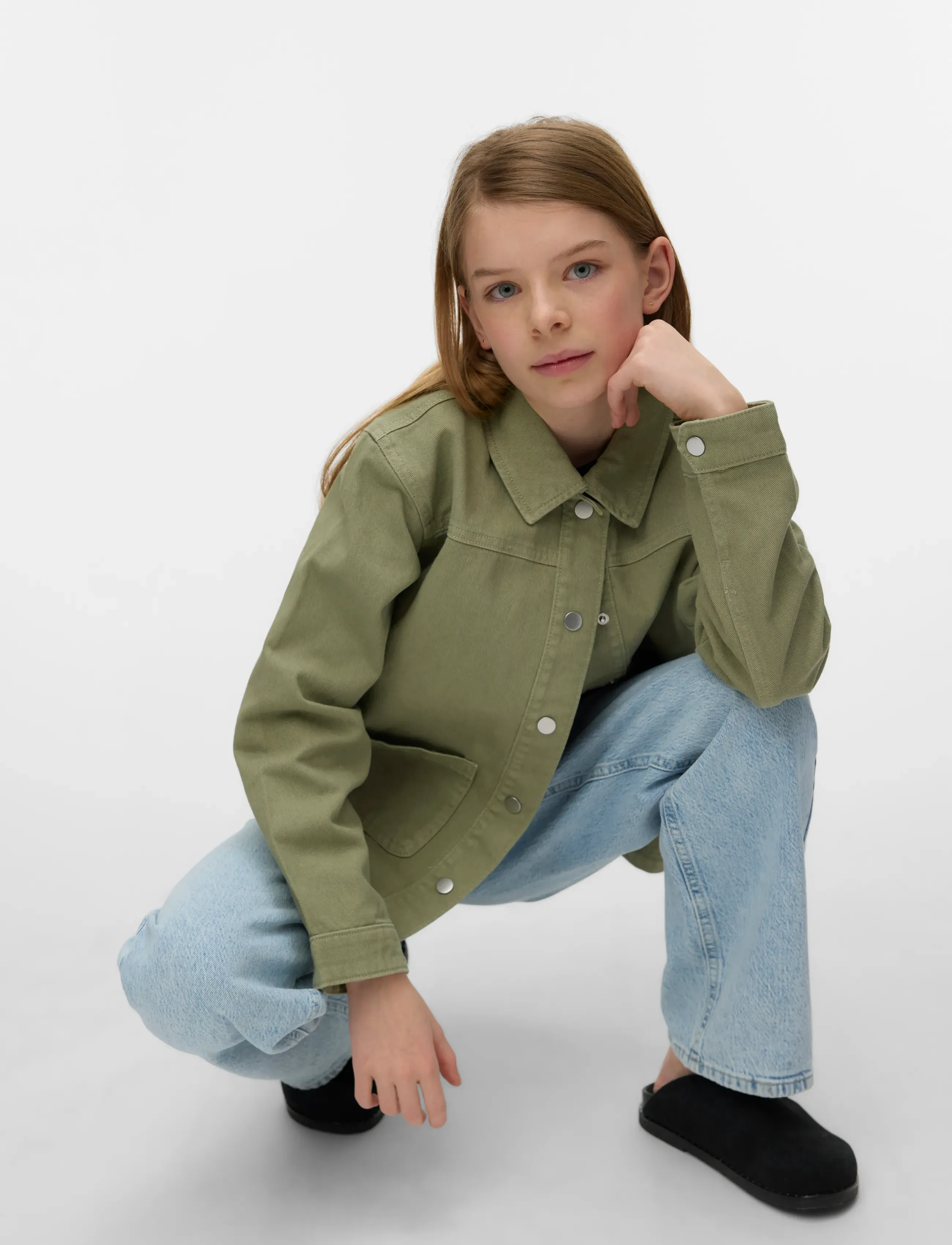 Vero Moda Girl - VMJAMIE LS COLORED SHACKET MIX GIRL NOOS - denimjakker - laurel wreath - 3