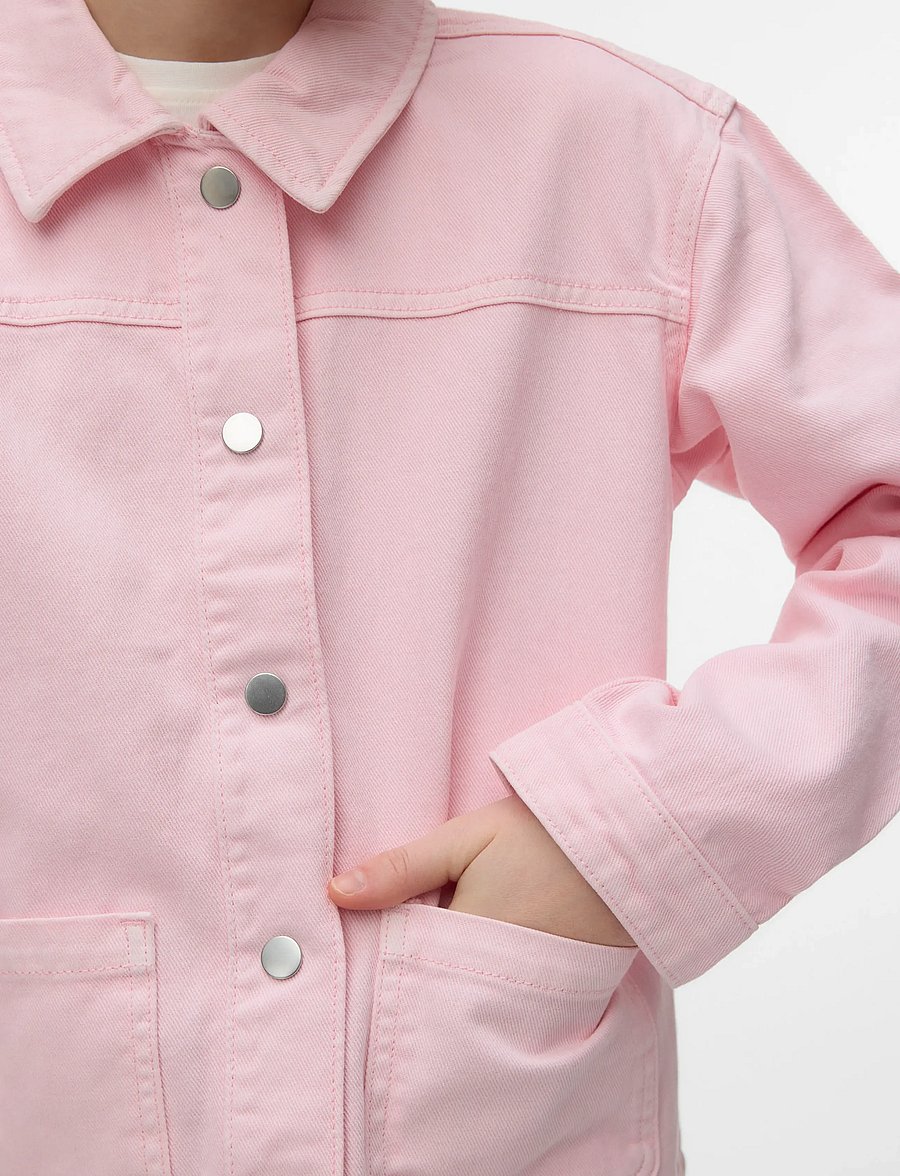 Vero Moda Girl - VMJAMIE LS COLORED SHACKET MIX GIRL NOOS - jeansjacken - parfait pink - 3