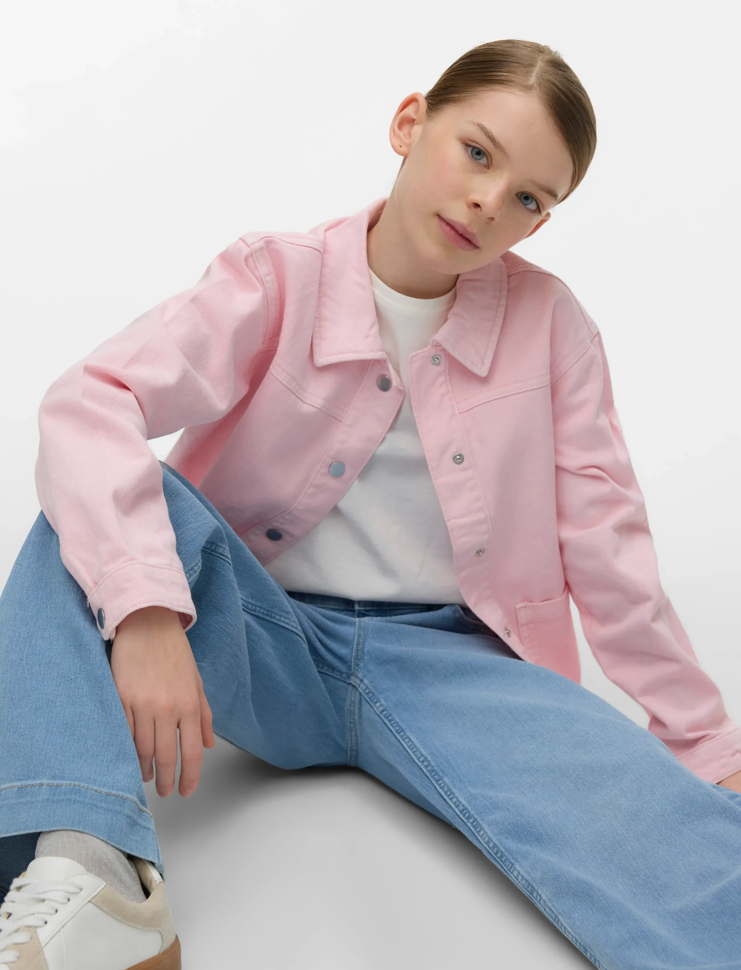 Vero Moda Girl - VMJAMIE LS COLORED SHACKET MIX GIRL NOOS - denim jackets - parfait pink - 4