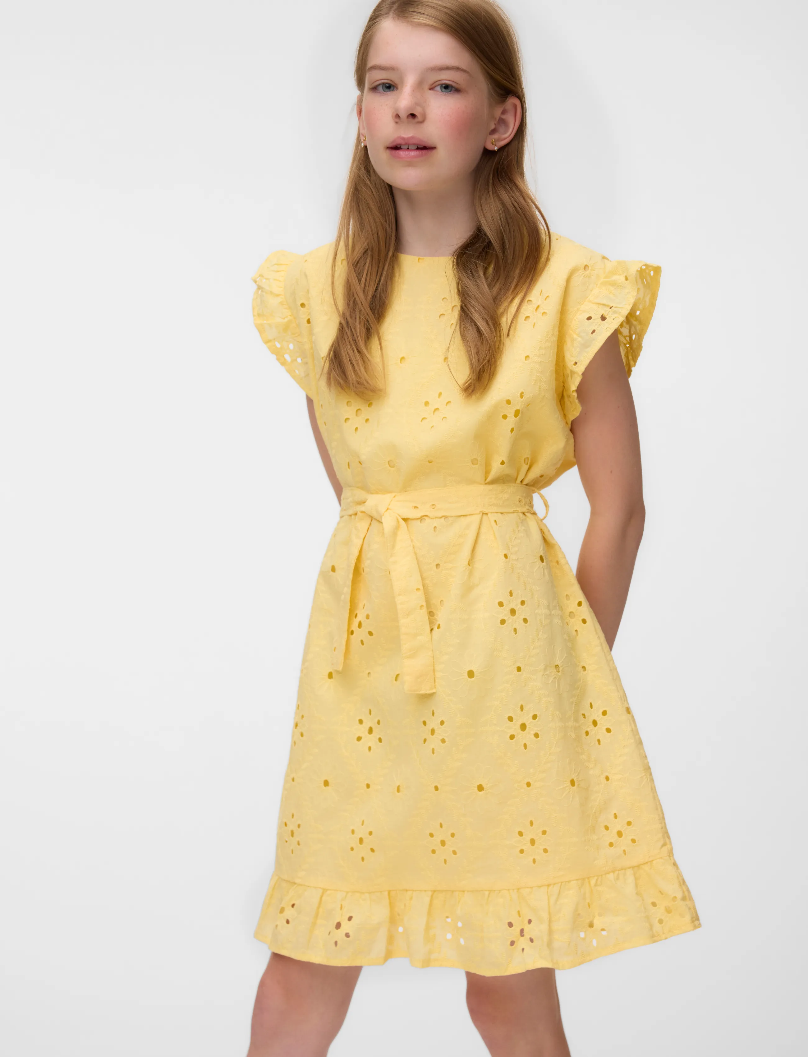 Vero Moda Girl - VMELIZA SHORT DRESS WVN GIRL - robes décontractées sans manches - pale banana - 4
