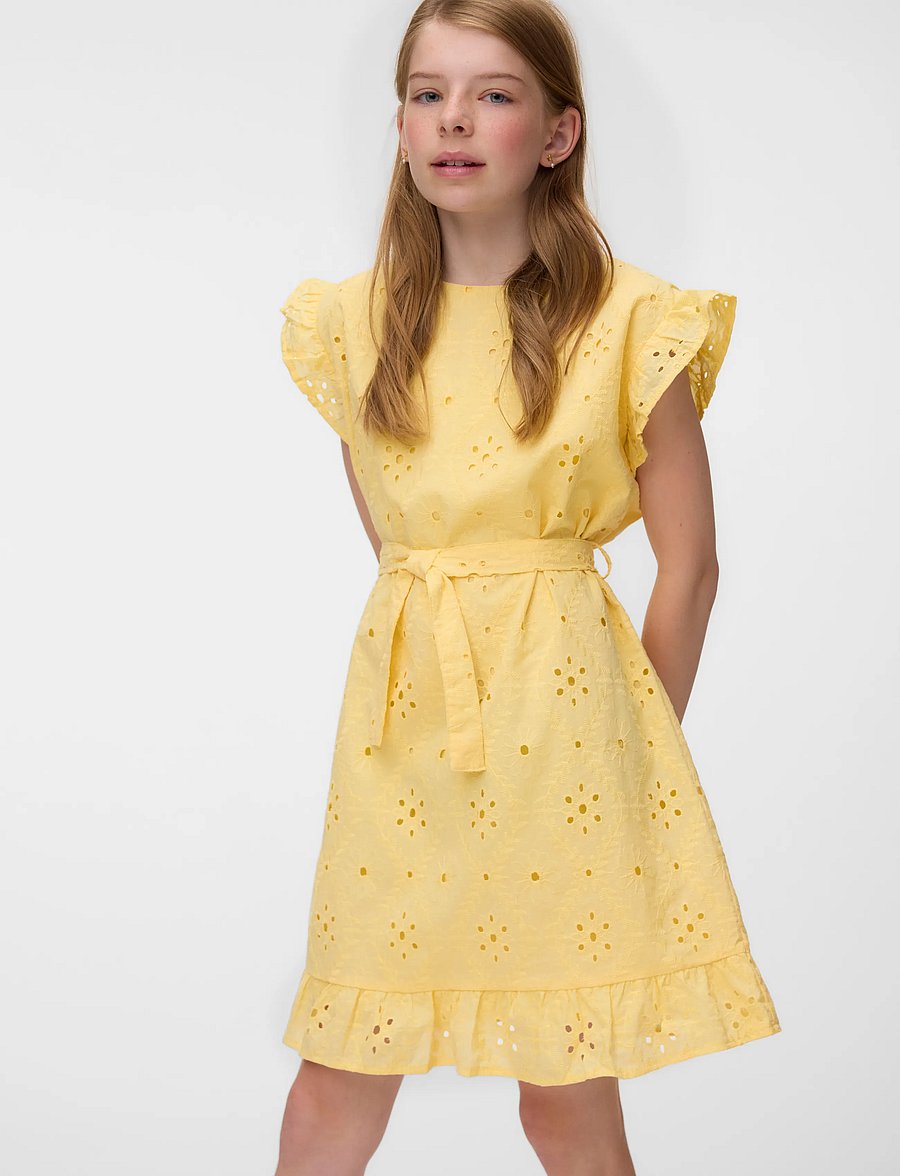 Vero Moda Girl - VMELIZA SHORT DRESS WVN GIRL - robes décontractées sans manches - pale banana - 4