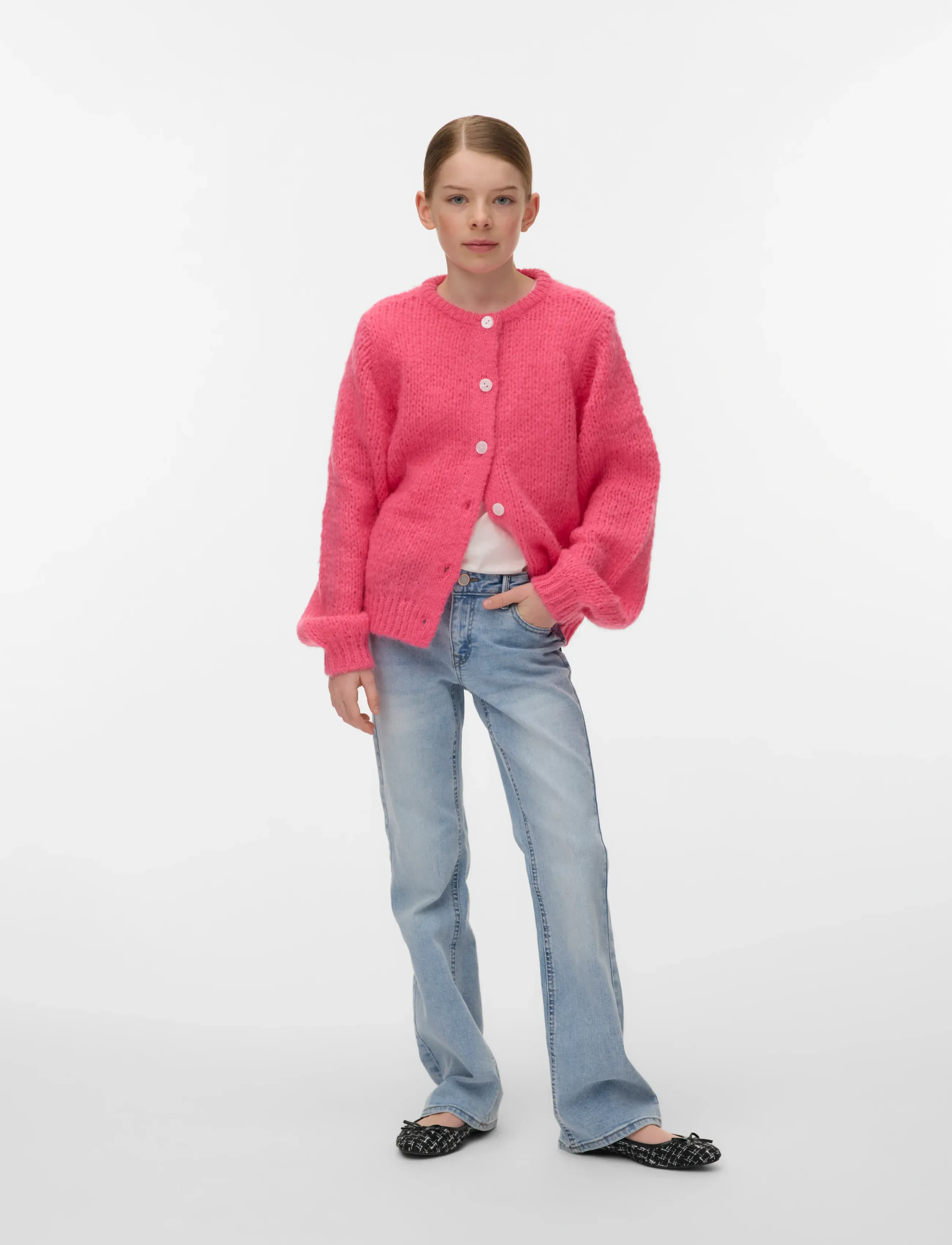 Vero Moda Girl VMWILO LS O-NECK CARDIGAN EXP GIRL - Koftor - HOT PINK / pink/rose
