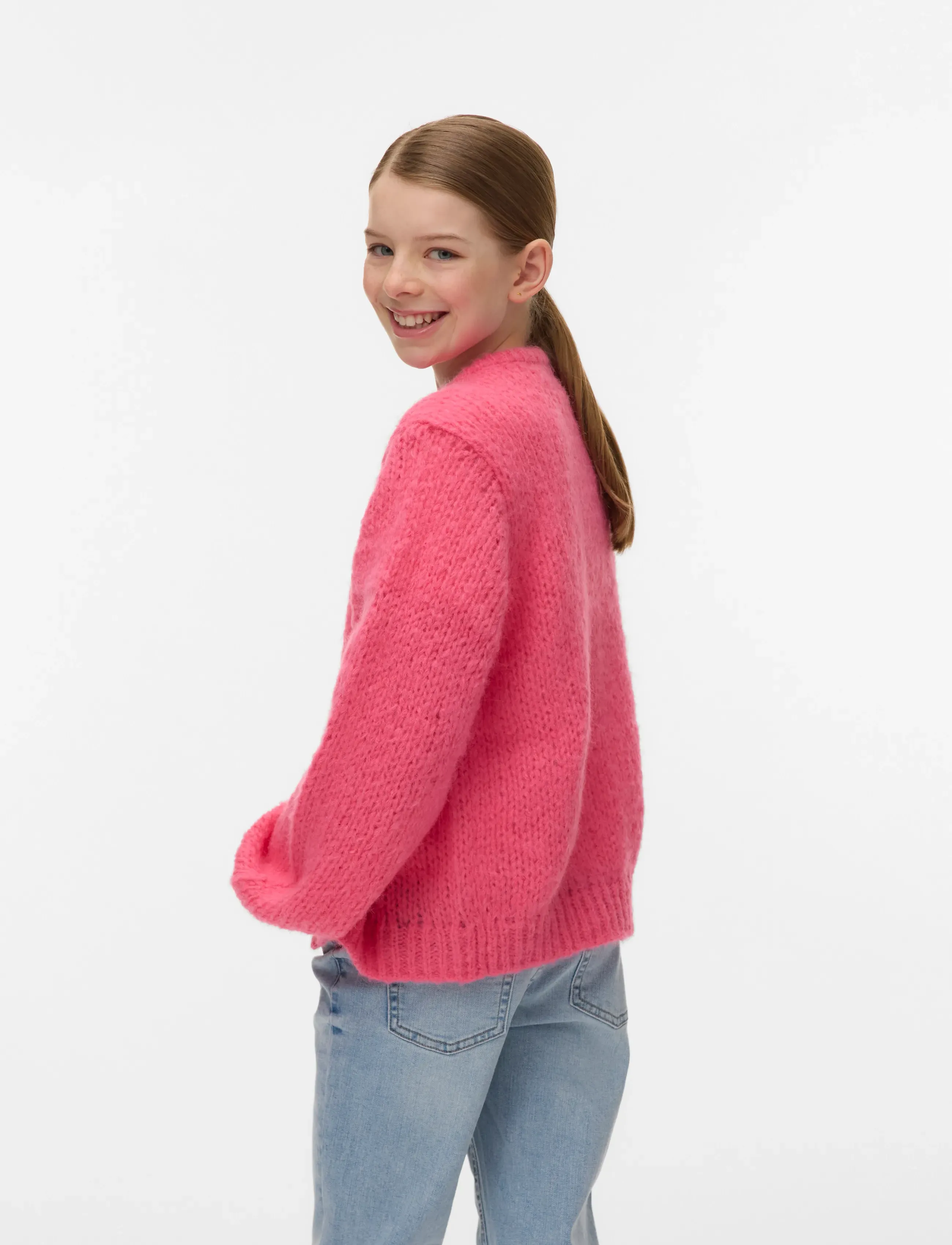 Vero Moda Girl - VMWILO LS O-NECK CARDIGAN EXP GIRL - cardigans - hot pink - 3