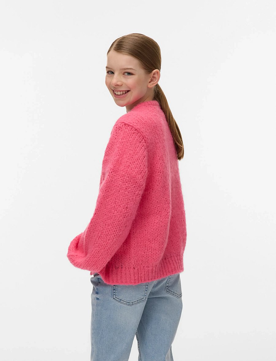 Vero Moda Girl - VMWILO LS O-NECK CARDIGAN EXP GIRL - cardigans - hot pink - 3