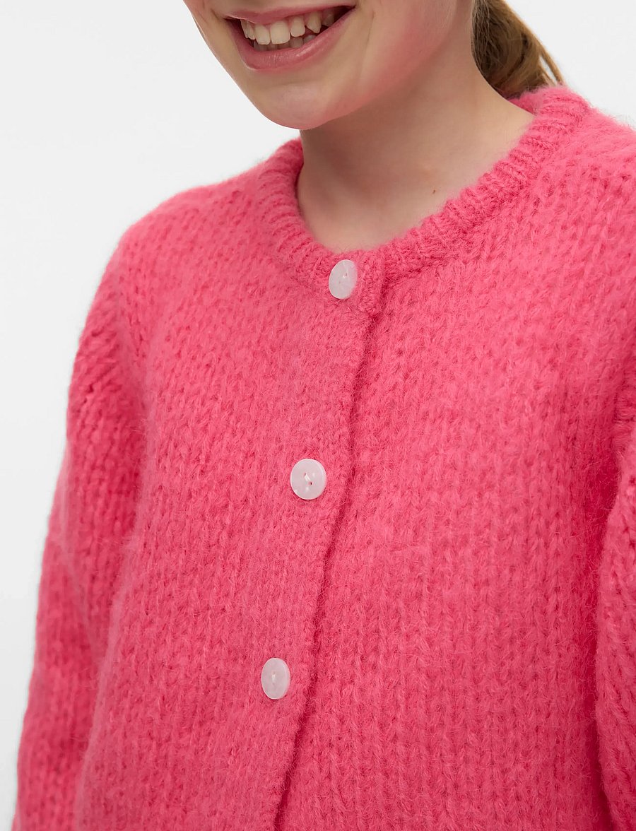 Vero Moda Girl - VMWILO LS O-NECK CARDIGAN EXP GIRL - cardigans - hot pink - 4