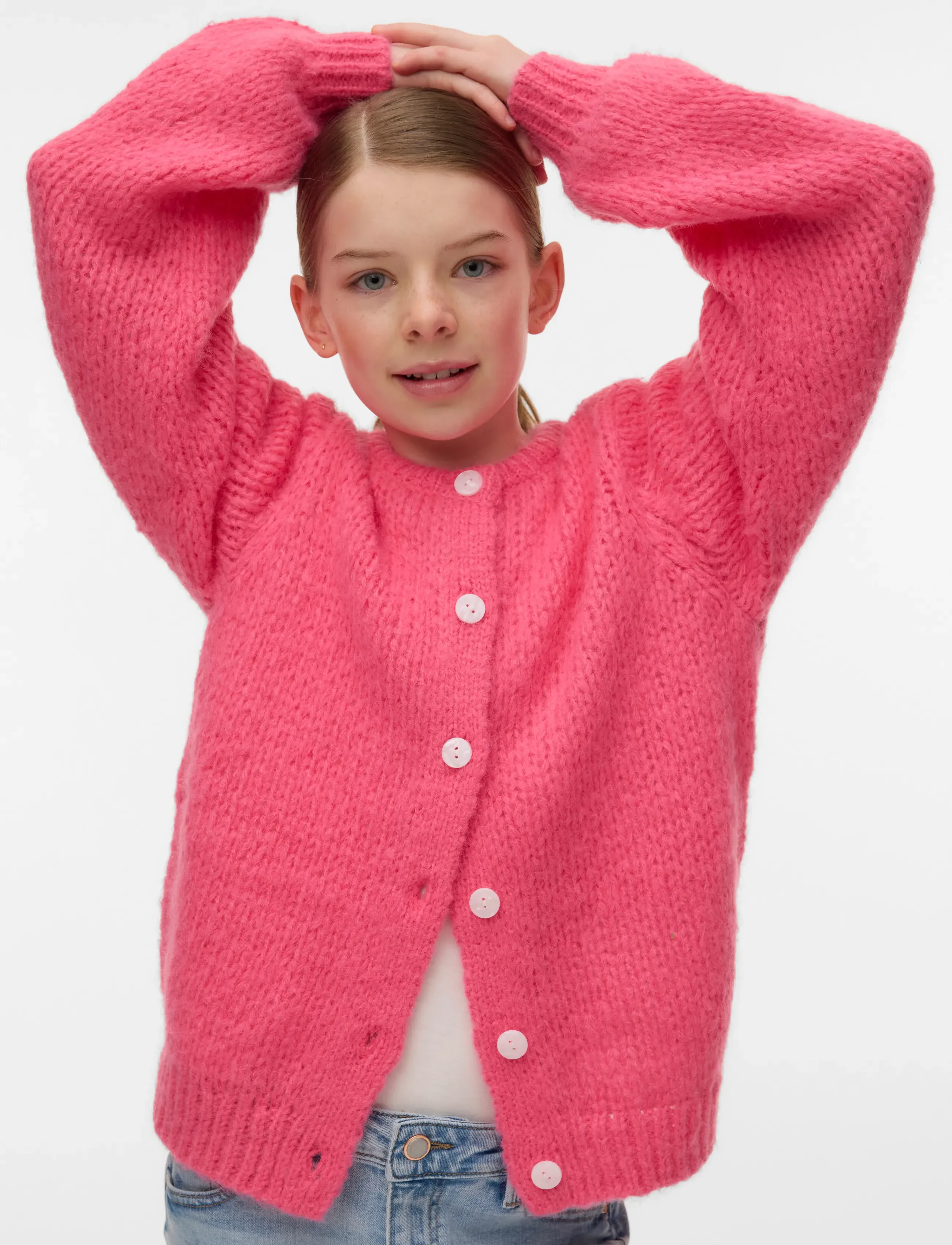 Vero Moda Girl - VMWILO LS O-NECK CARDIGAN EXP GIRL - cardigans - hot pink - 5