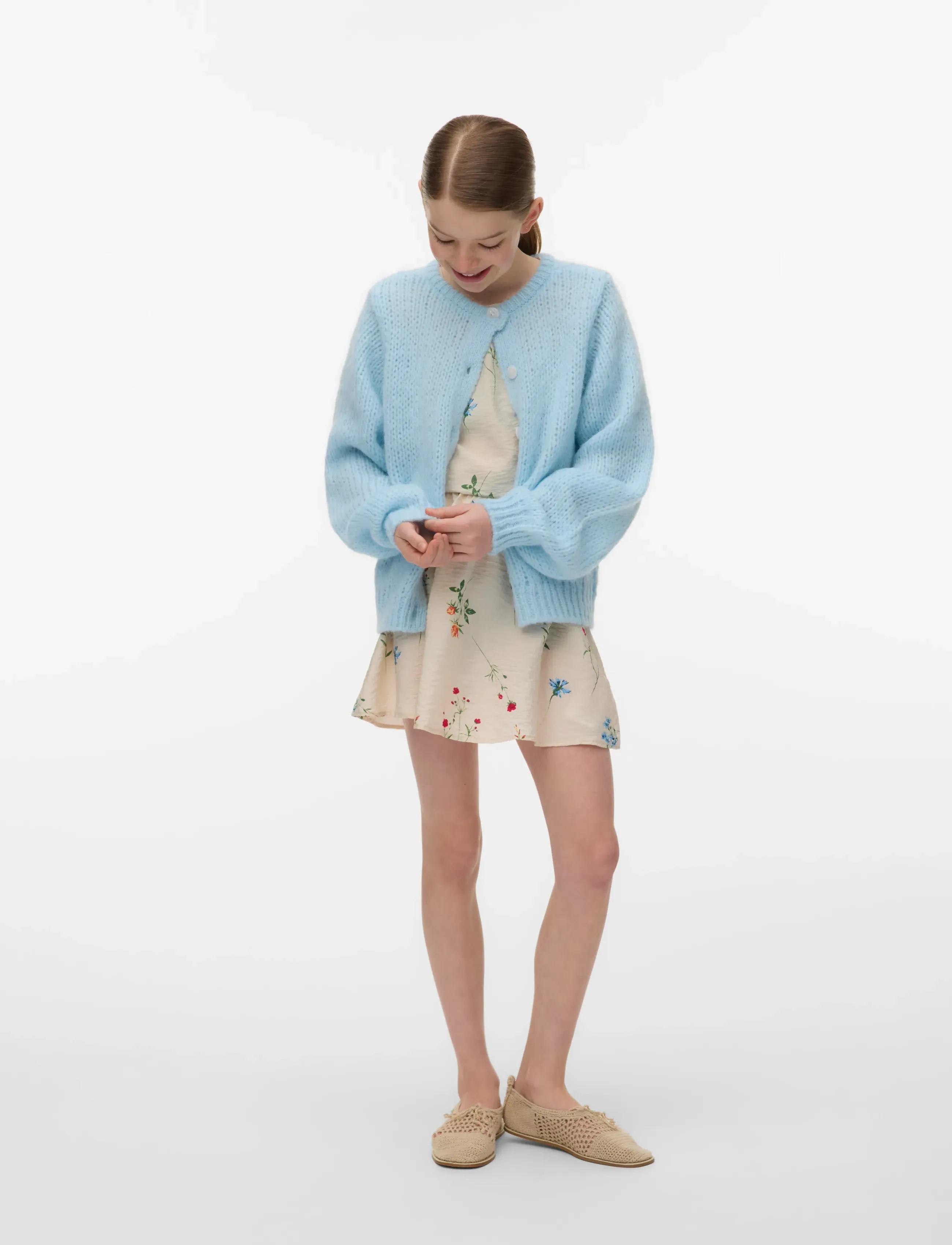 Vero Moda Girl VMWILO LS O-NECK CARDIGAN EXP GIRL - Koftor - NANTUCKET BREEZE / blue