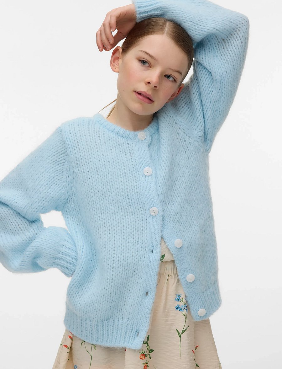 Vero Moda Girl - VMWILO LS O-NECK CARDIGAN EXP GIRL - cardigans - nantucket breeze - 4