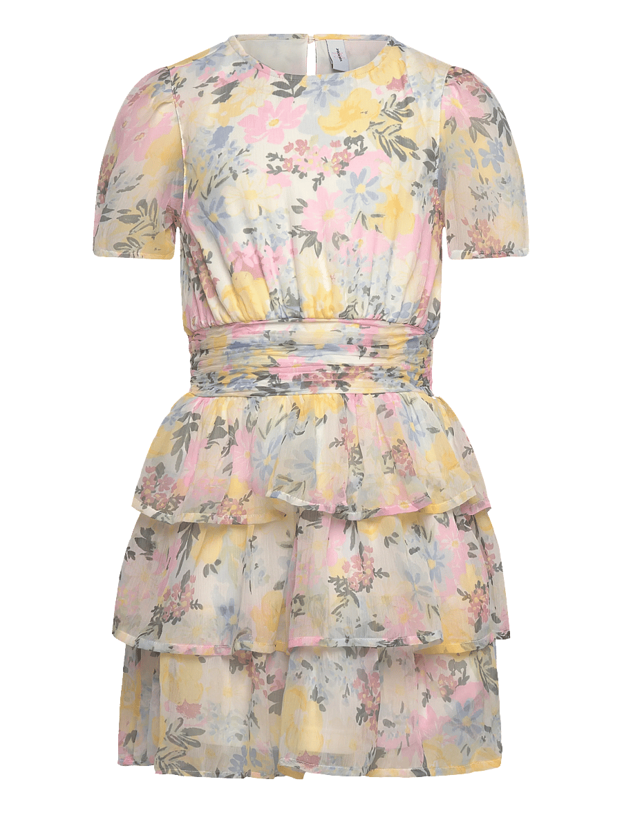 Vero Moda Girl - VMSMILLA SS SHORT LAYER DRESS WVN GIRL - robes décontractées à manches courtes - snow white - 0