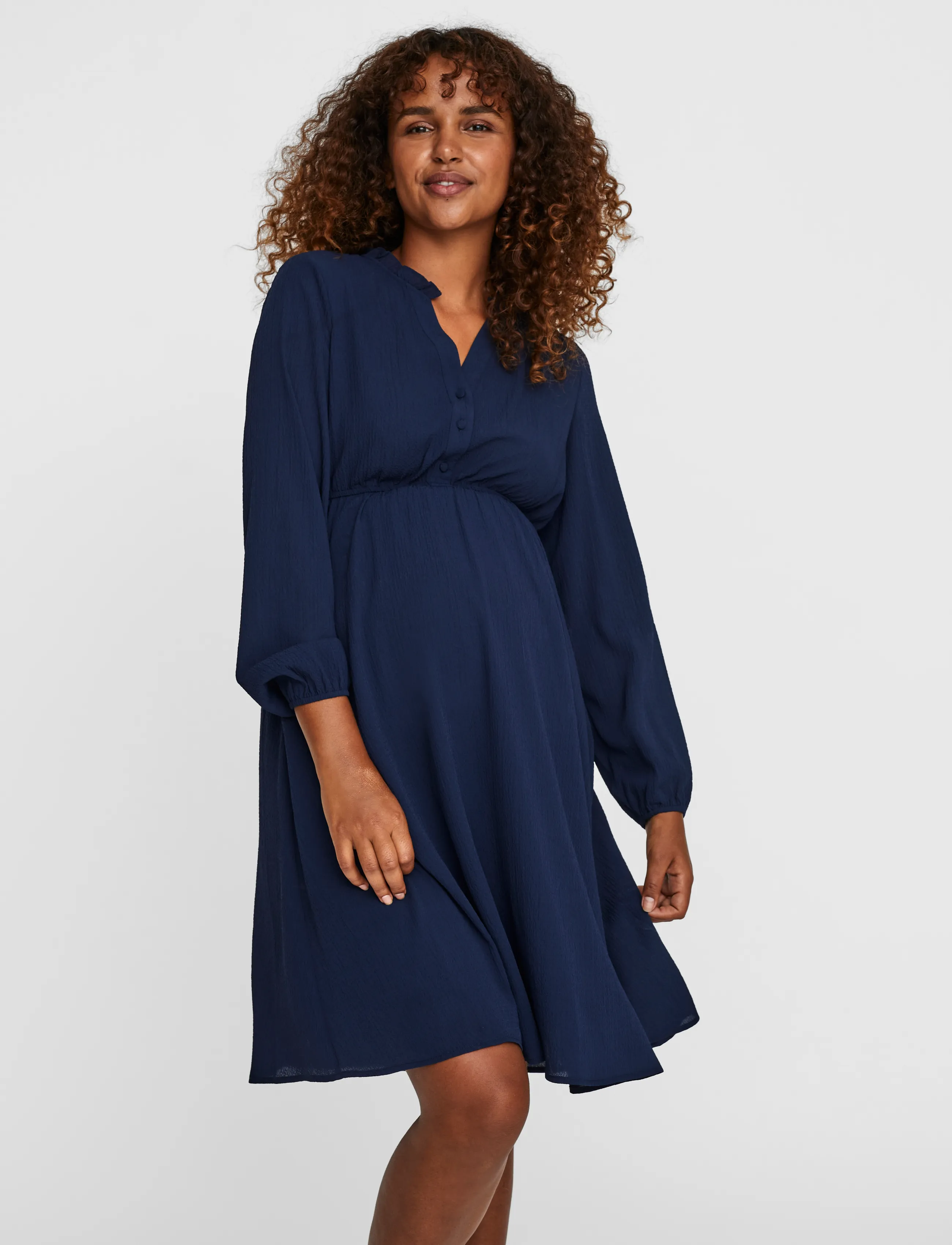 Vero Moda Maternity Vmmaya V-Neck Ls Dress Ga, S, Dresses, Marineblau - Knee-length & Midi, Frauen