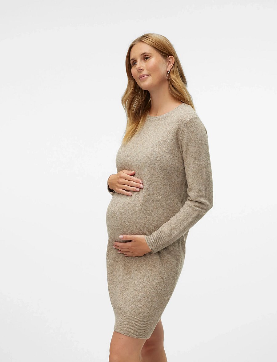 Vero Moda Maternity - VMMDOFFY LS O-NECK DRESS GA NOOS - strikkjoler - sepia tint - 4