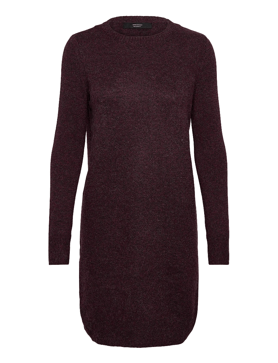 Vero Moda Maternity - VMMDOFFY LS O-NECK DRESS GA NOOS - strickkleider - winetasting - 1