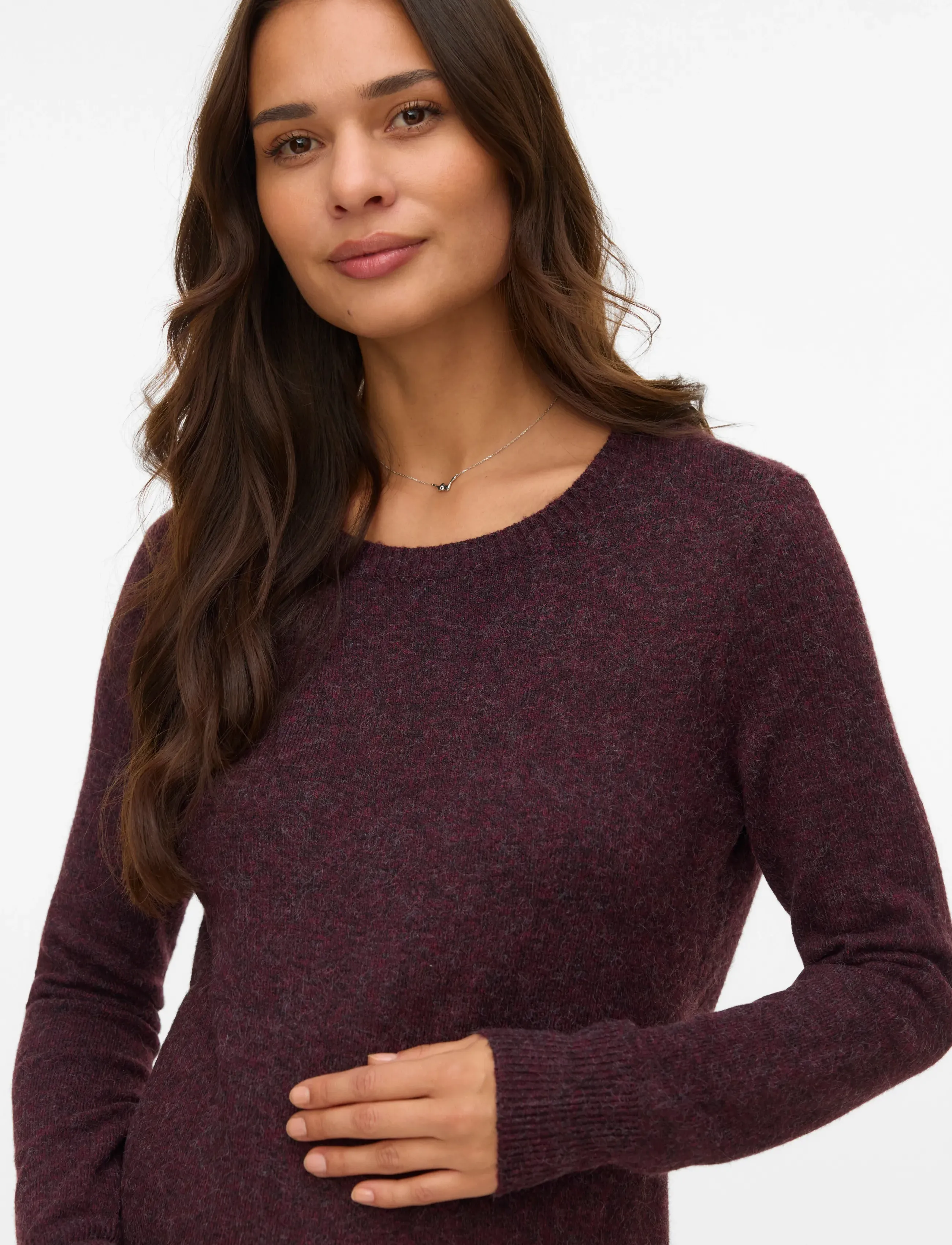 Vero Moda Maternity - VMMDOFFY LS O-NECK DRESS GA NOOS - strickkleider - winetasting - 5