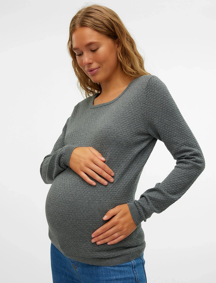 Vero Moda Maternity - VMMCARE STRUCTURE LS O-NECK BLOU NOOS - džemprid - medium grey melange - 0