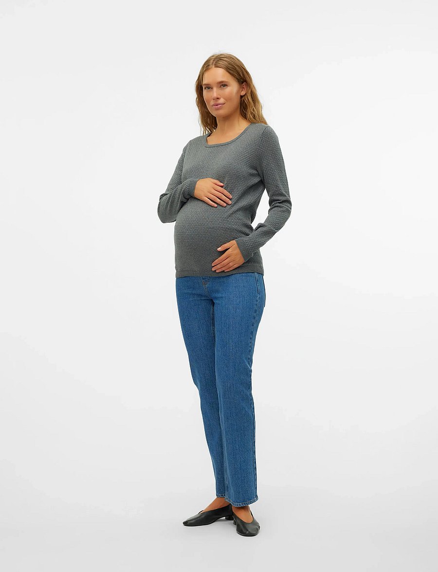Vero Moda Maternity - VMMCARE STRUCTURE LS O-NECK BLOU NOOS - džemprid - medium grey melange - 4