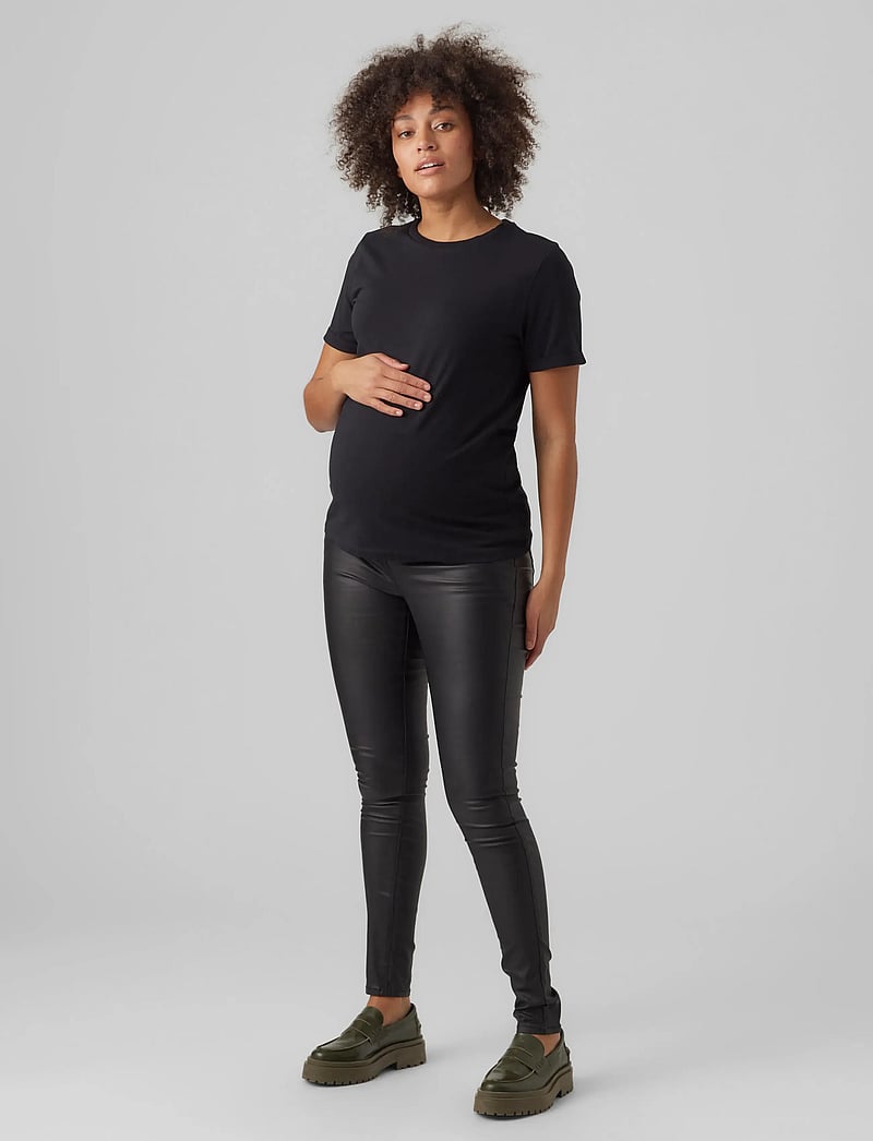 Vero Moda Maternity - VMMSEVEN SS SMOOTH COATED PANTS NOOS - slim fit hosen - black - 5