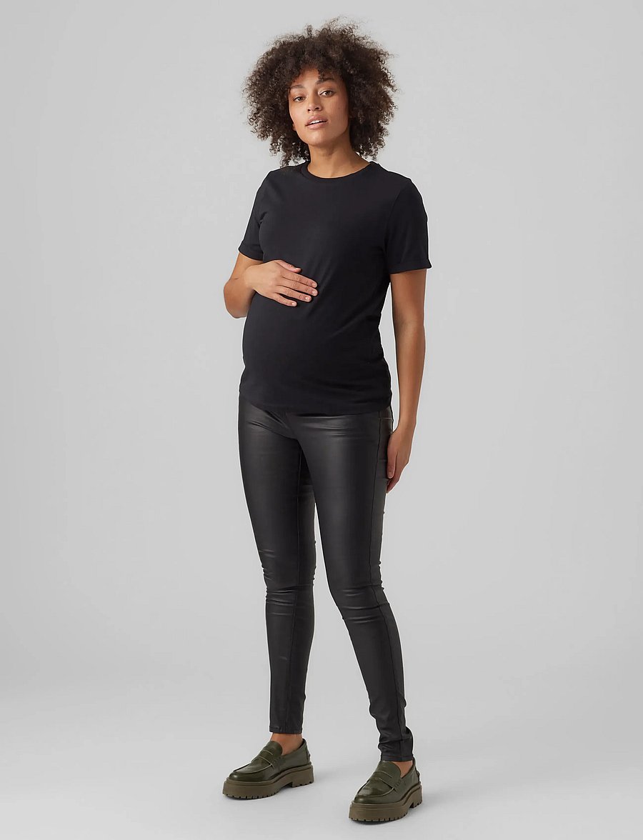 Vero Moda Maternity - VMMSEVEN SS SMOOTH COATED PANTS NOOS - slim fit hosen - black - 5