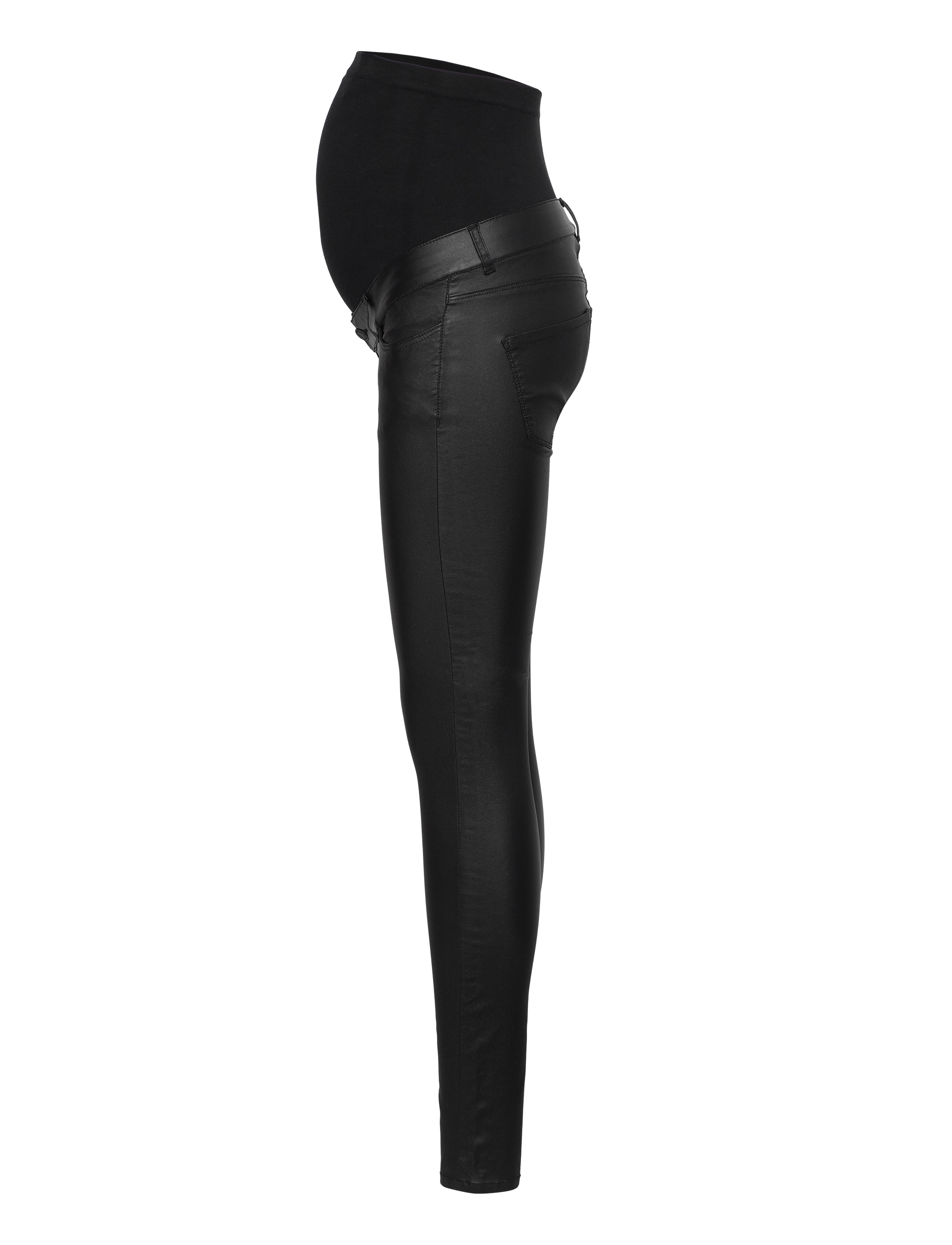 Vero Moda Maternity - VMMSEVEN SS SMOOTH COATED PANTS NOOS - slim fit hosen - black - 3