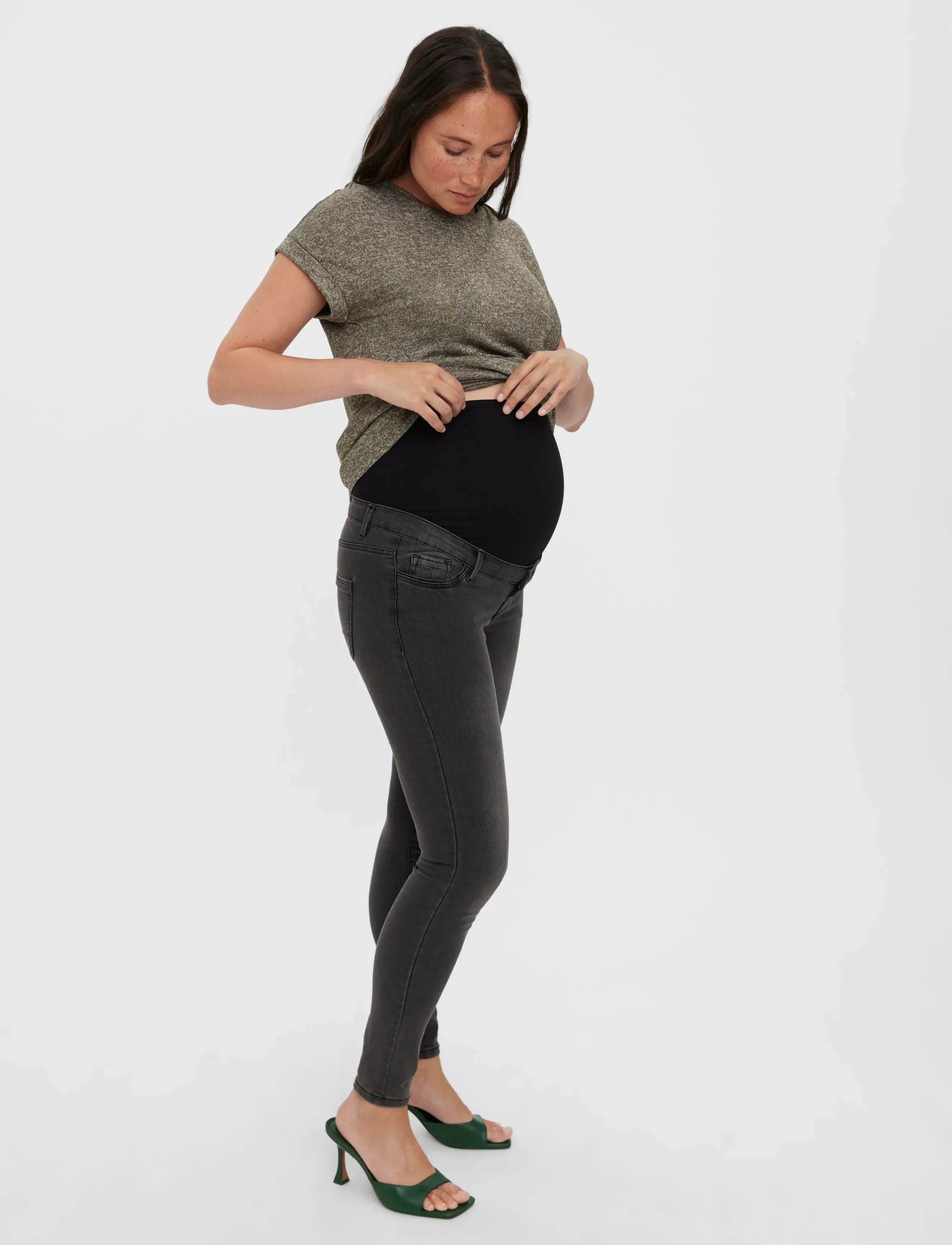 Vero Moda Maternity VMMTANYA MR S PIPING JEANS VI207 GA NOOS - Kampagne - DARK GREY DENIM / grey